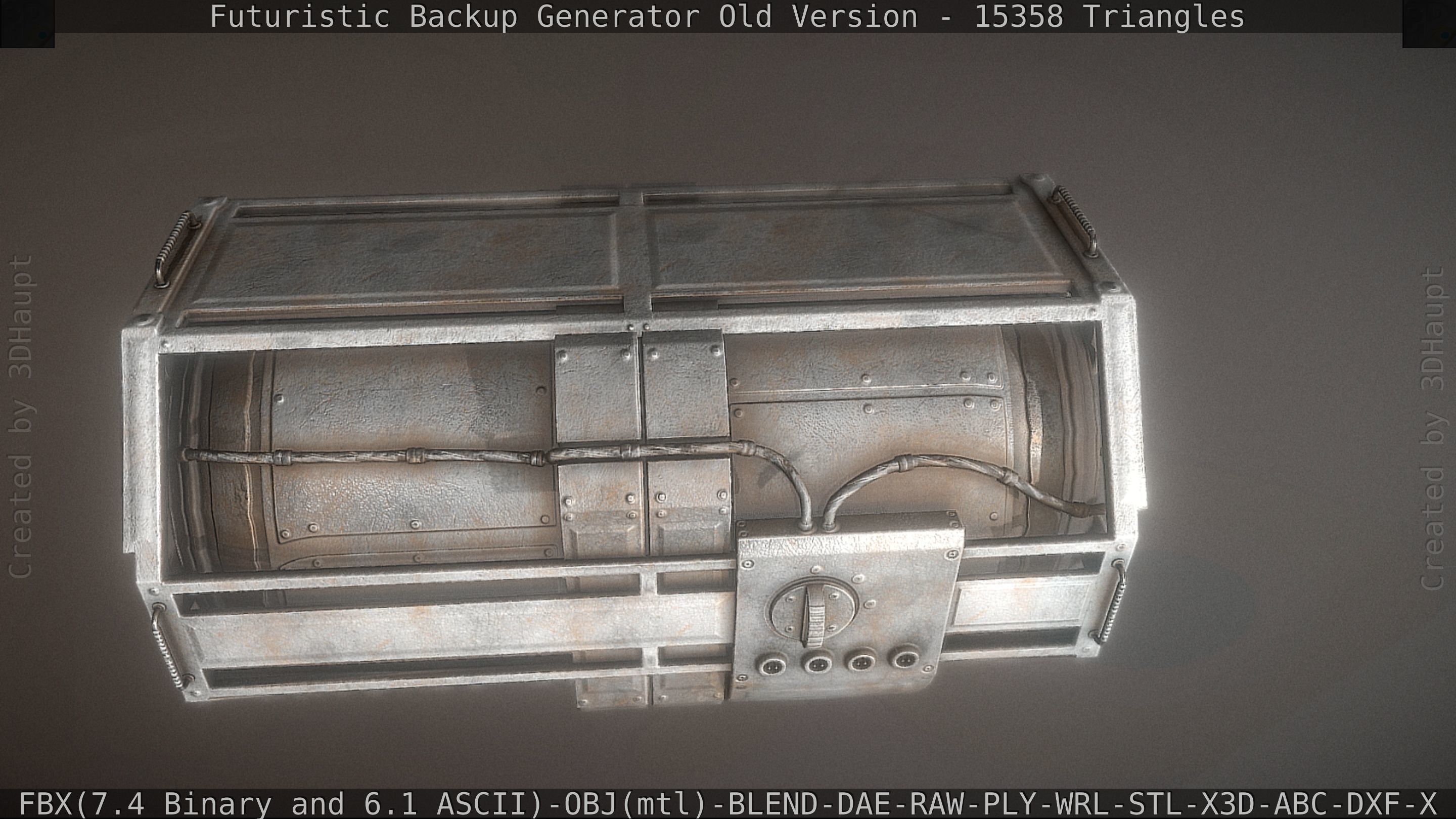 Futuristic Backup Generator Old And Dirty Version Low-poly 3D model_64