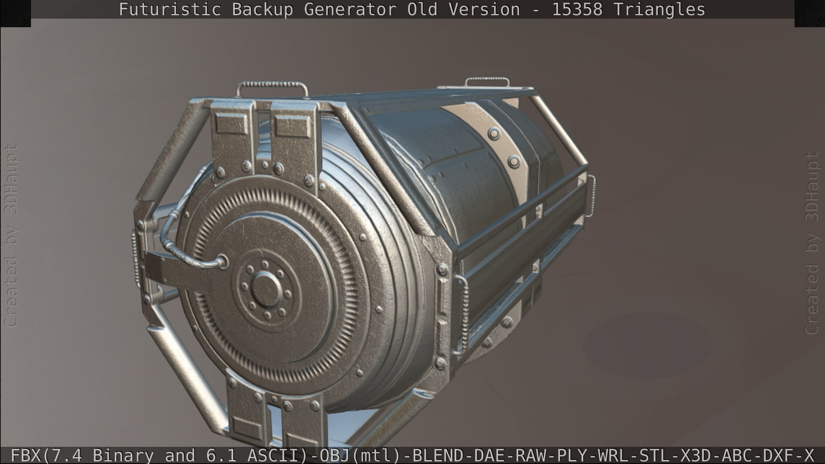 Futuristic Backup Generator Old And Dirty Version Low-poly 3D model_147