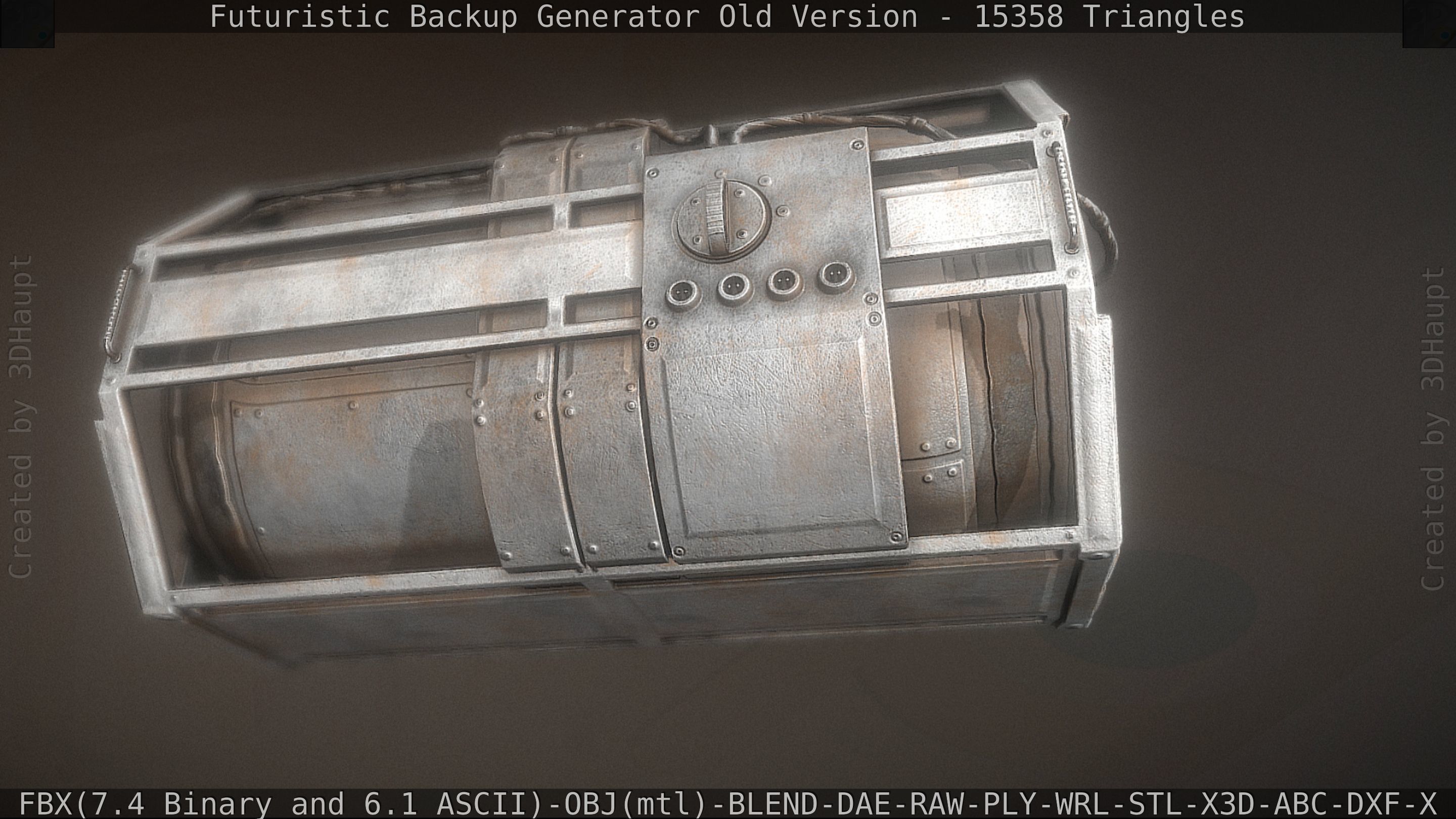 Futuristic Backup Generator Old And Dirty Version Low-poly 3D model_71