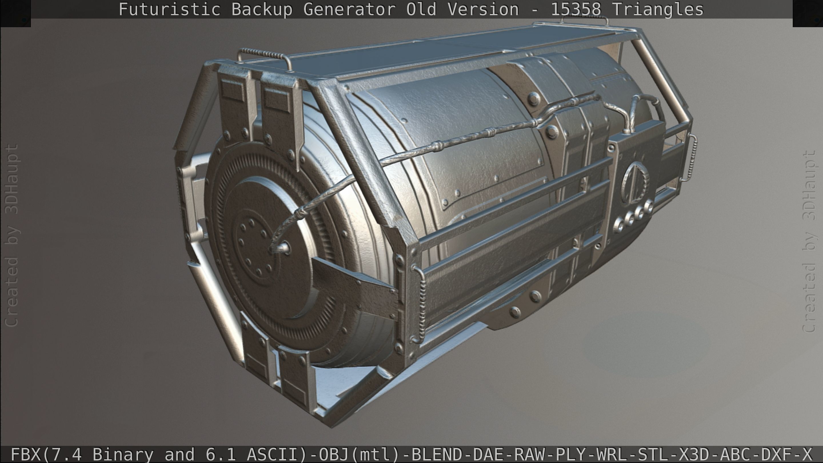 Futuristic Backup Generator Old And Dirty Version Low-poly 3D model_174