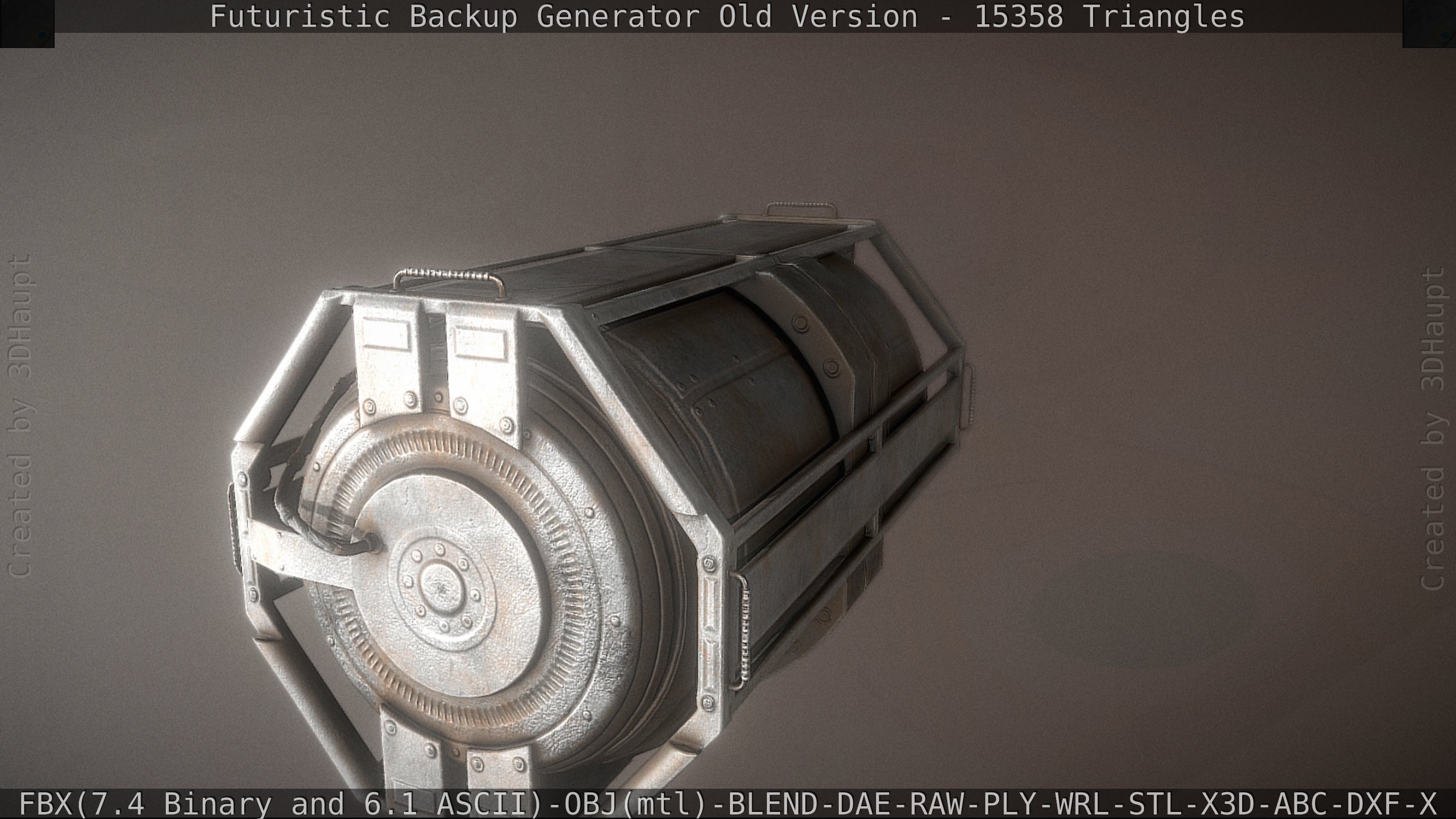 Futuristic Backup Generator Old And Dirty Version Low-poly 3D model_33