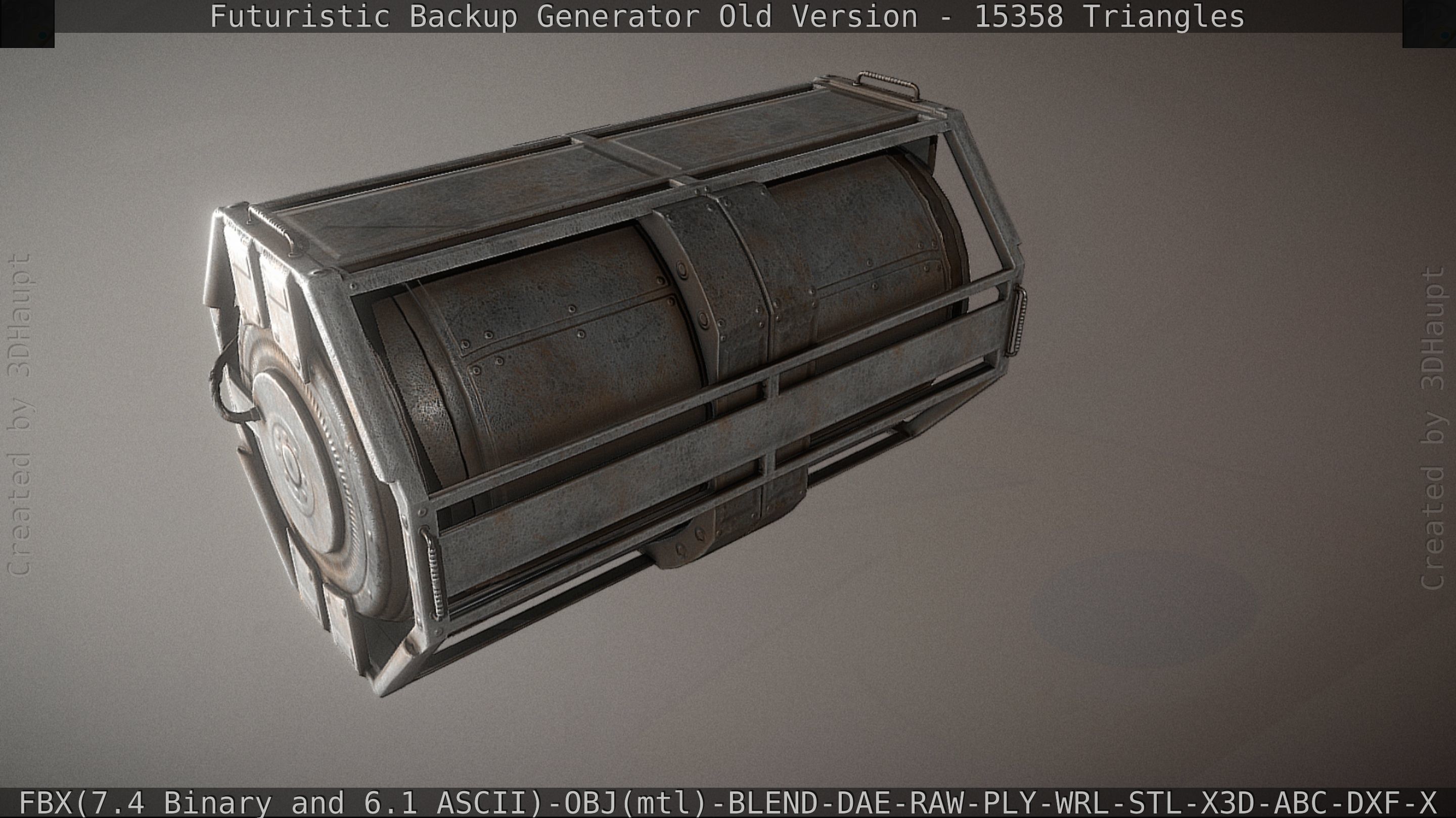 Futuristic Backup Generator Old And Dirty Version Low-poly 3D model_23