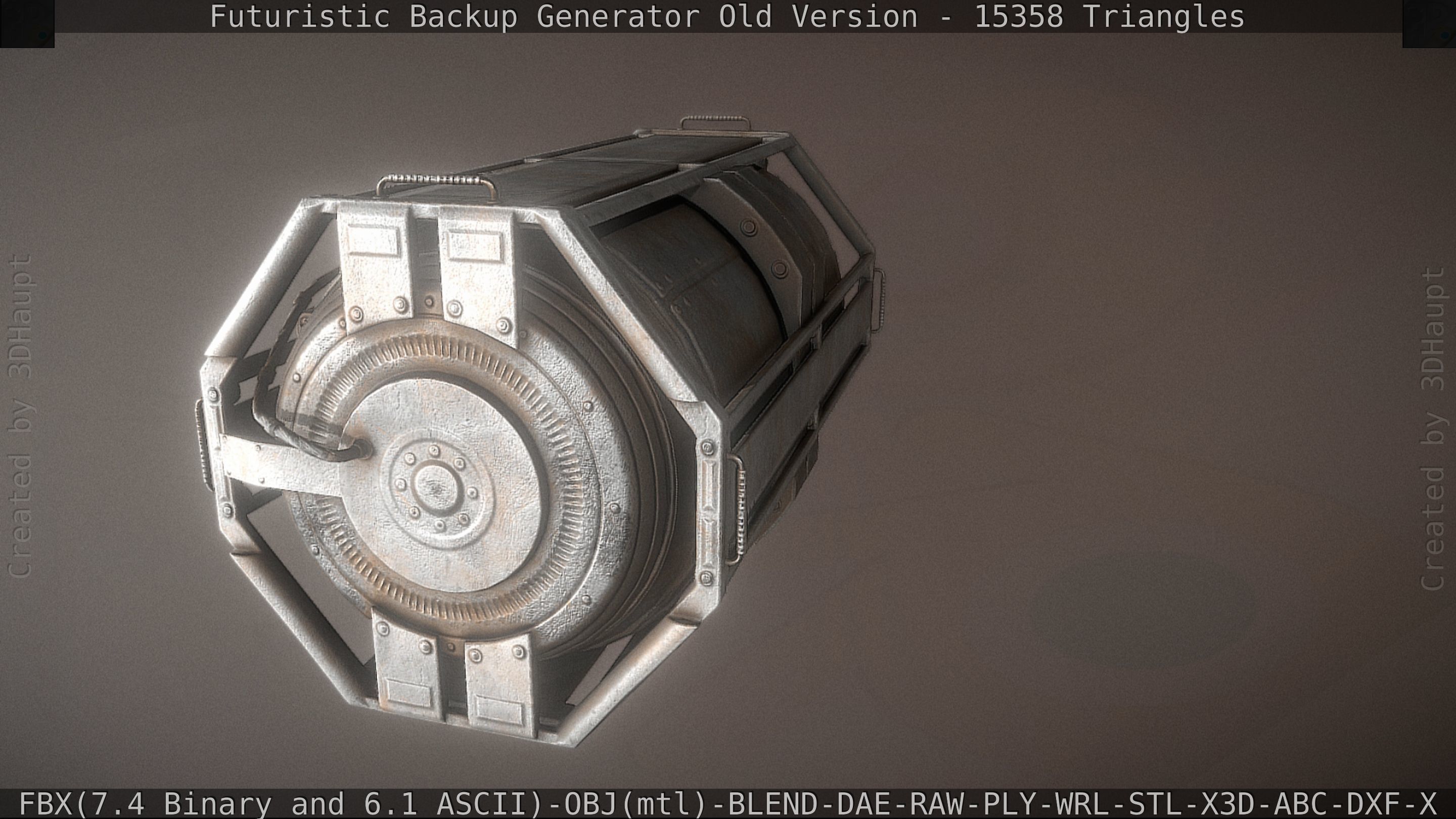 Futuristic Backup Generator Old And Dirty Version Low-poly 3D model_16