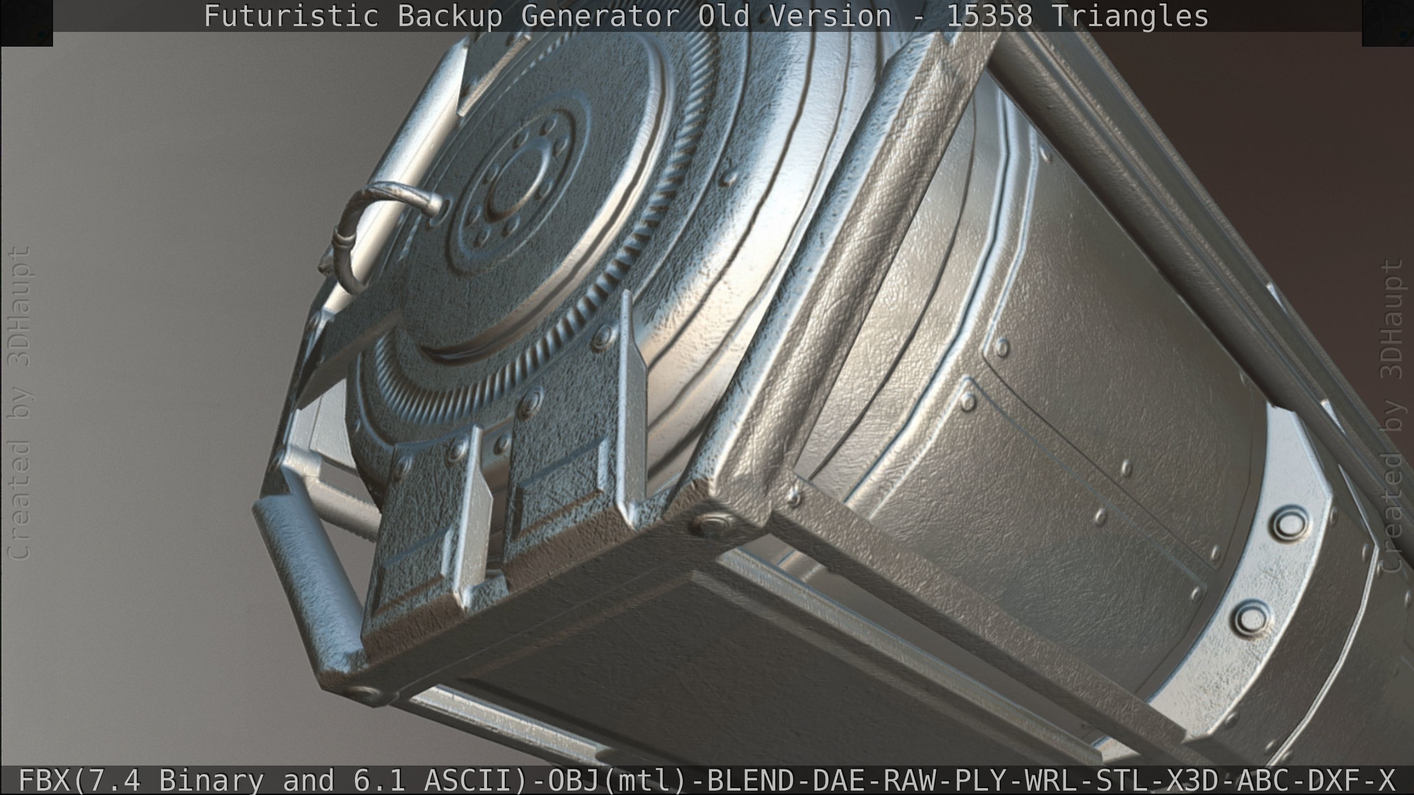 Futuristic Backup Generator Old And Dirty Version Low-poly 3D model_160