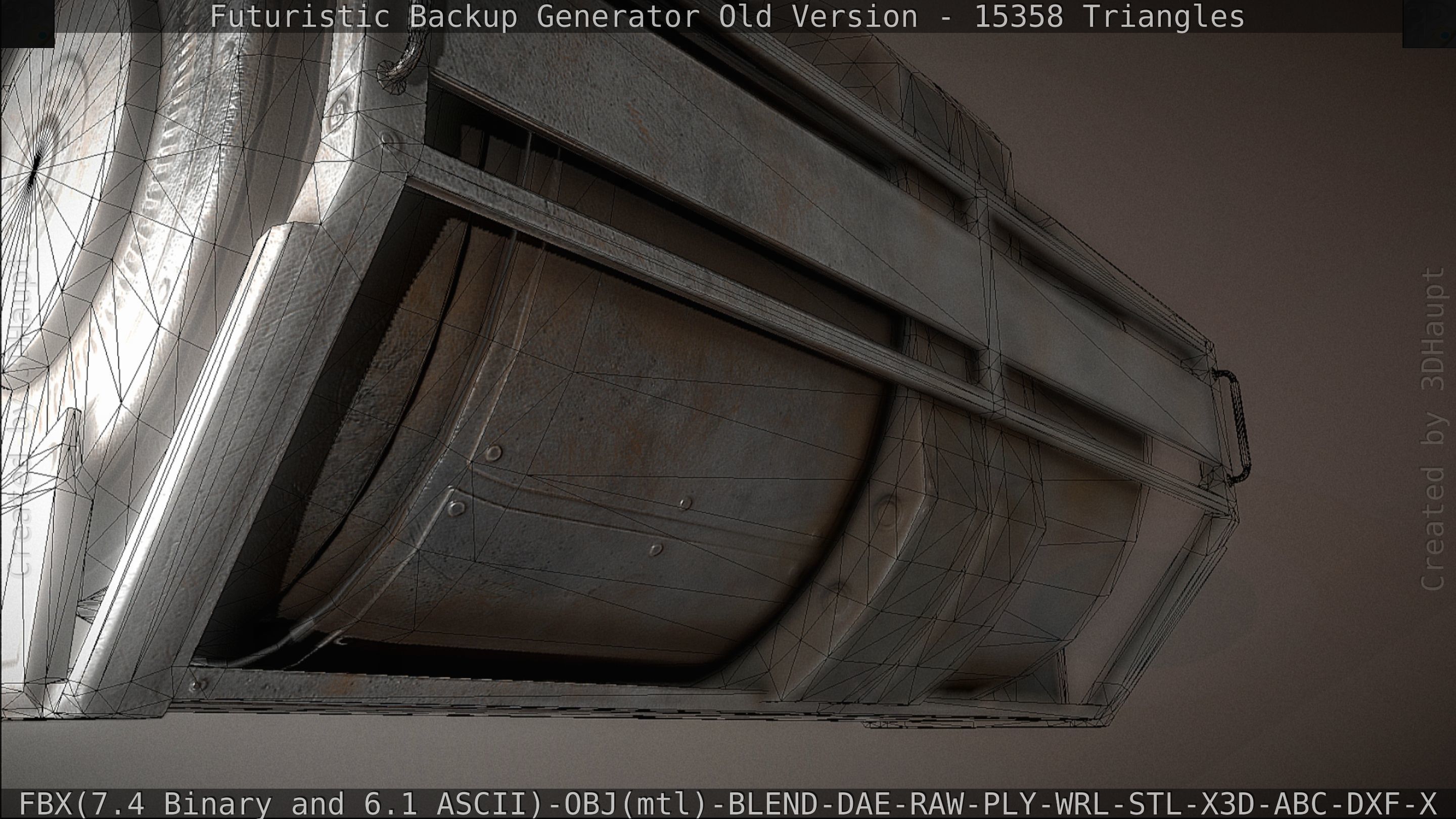 Futuristic Backup Generator Old And Dirty Version Low-poly 3D model_89