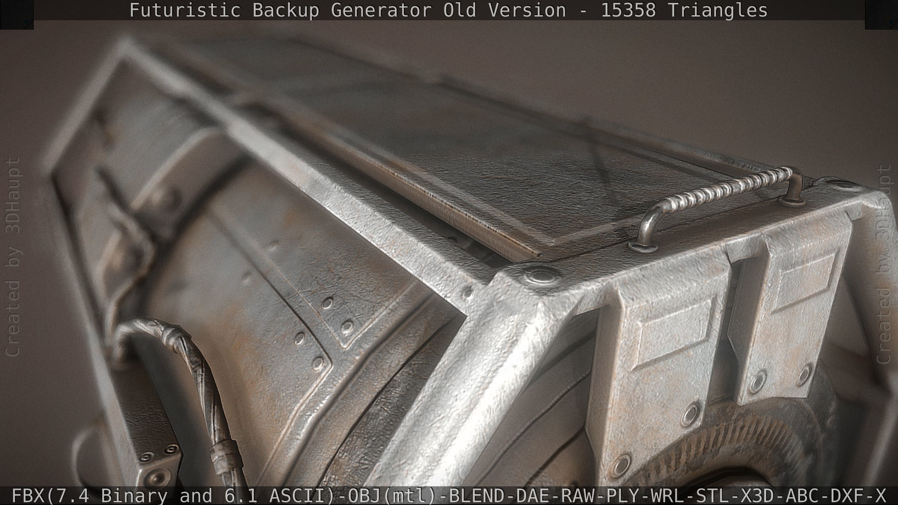 Futuristic Backup Generator Old And Dirty Version Low-poly 3D model_46