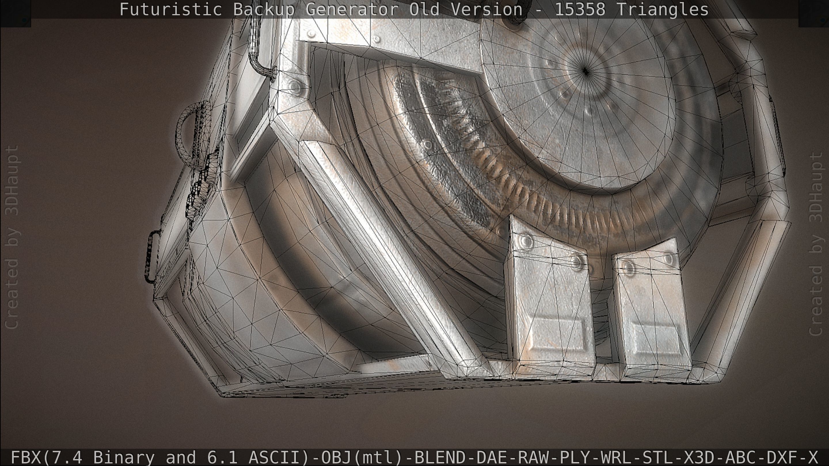 Futuristic Backup Generator Old And Dirty Version Low-poly 3D model_87