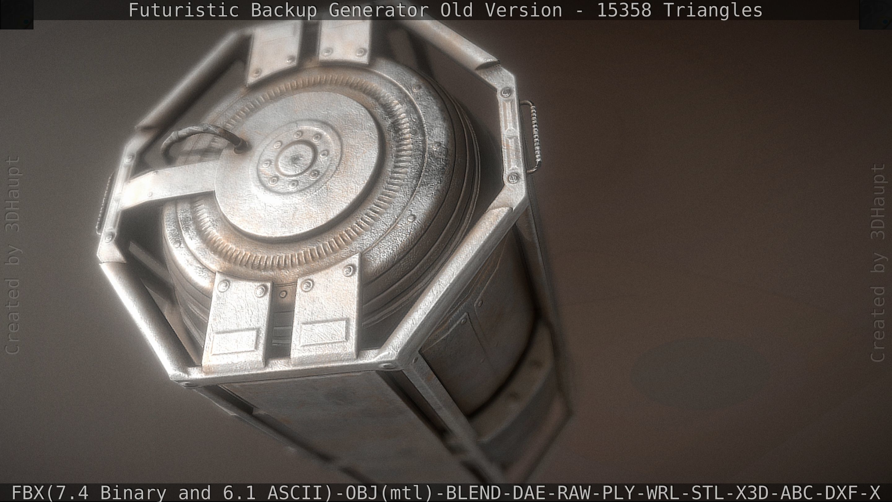 Futuristic Backup Generator Old And Dirty Version Low-poly 3D model_25