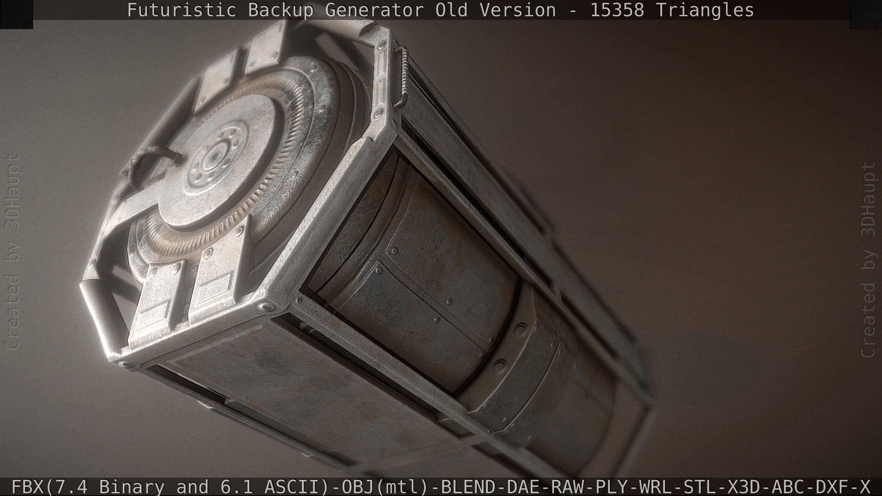 Futuristic Backup Generator Old And Dirty Version Low-poly 3D model_30