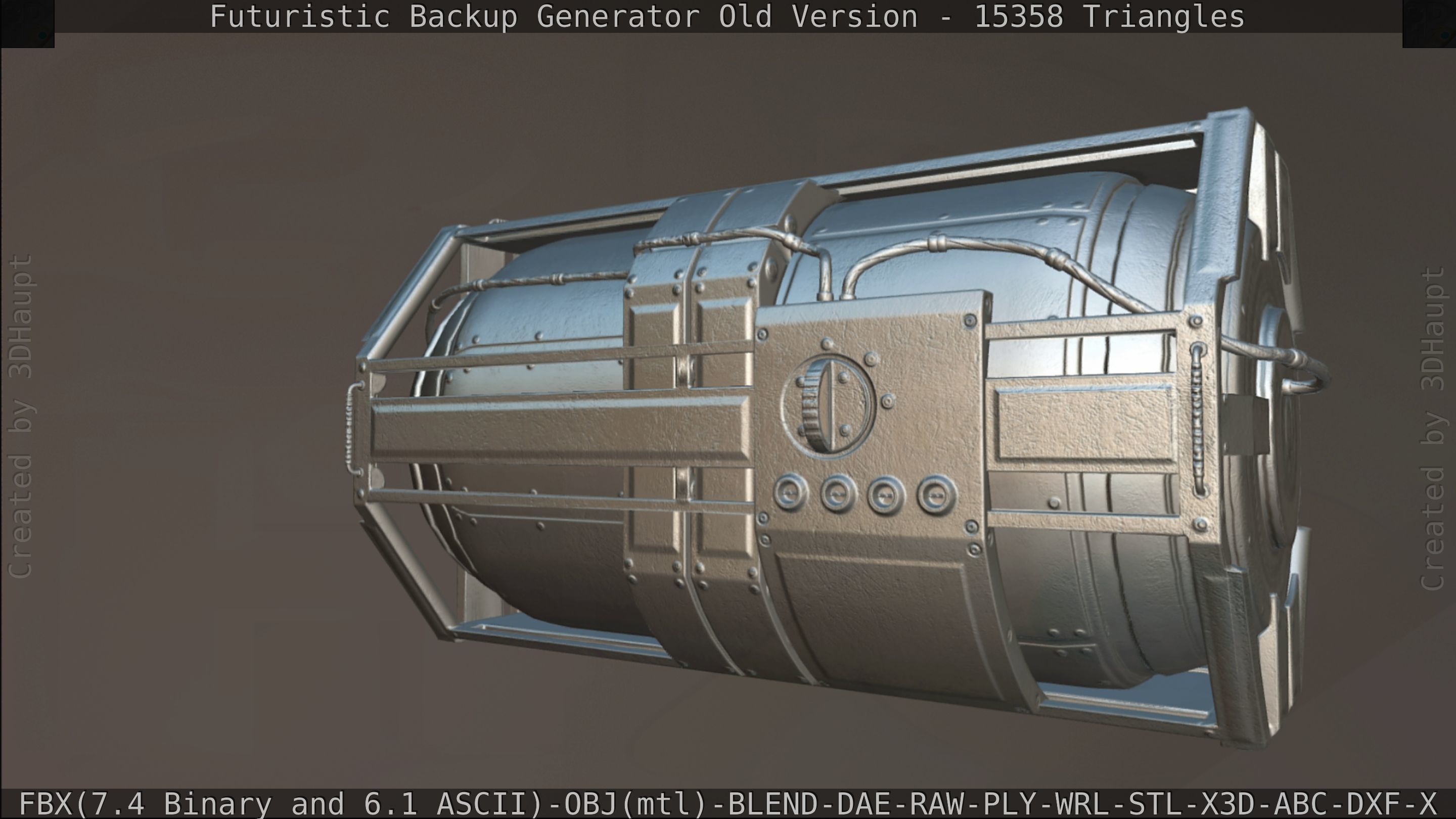 Futuristic Backup Generator Old And Dirty Version Low-poly 3D model_170