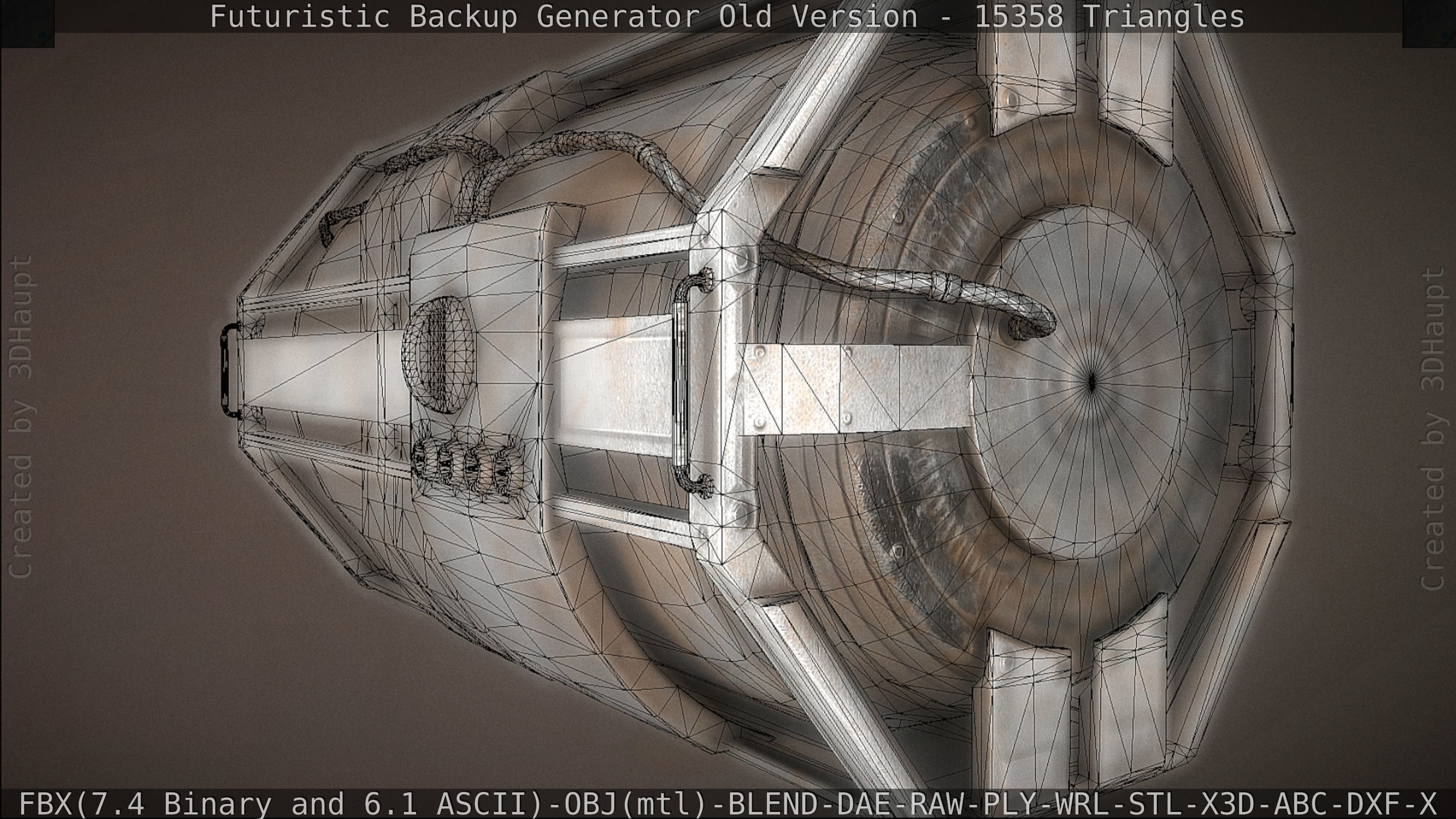 Futuristic Backup Generator Old And Dirty Version Low-poly 3D model_84
