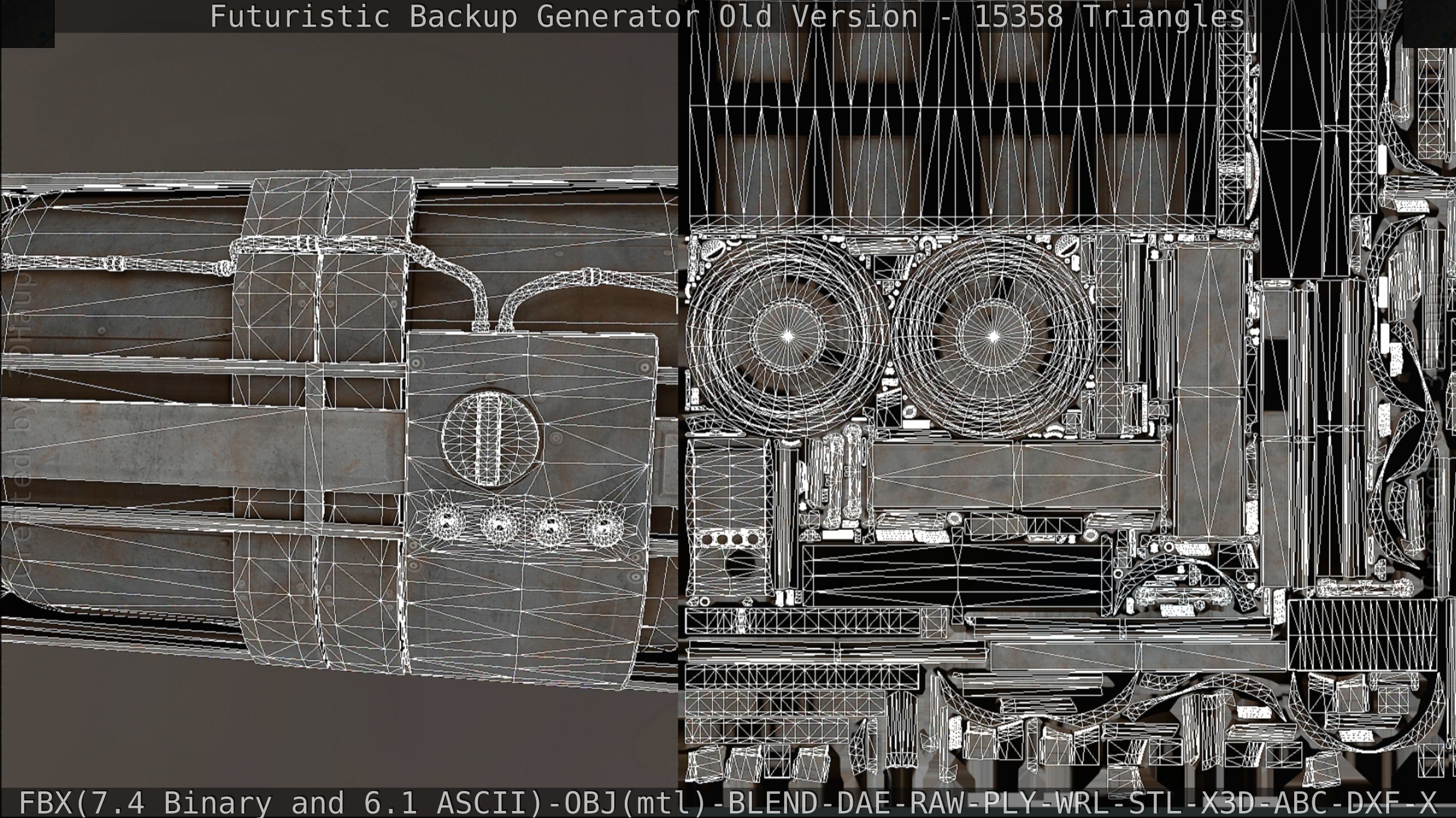 Futuristic Backup Generator Old And Dirty Version Low-poly 3D model_122
