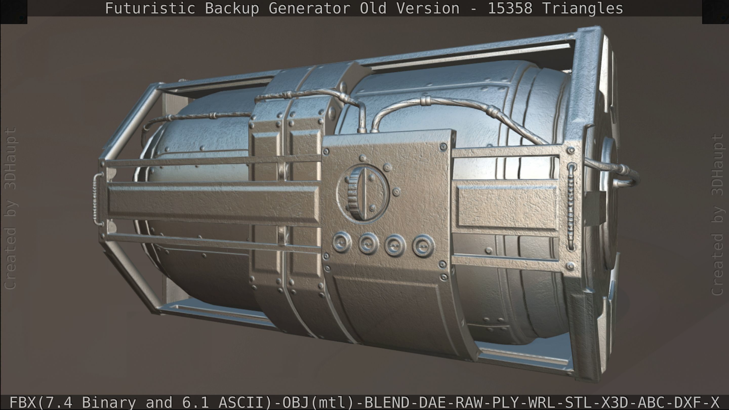 Futuristic Backup Generator Old And Dirty Version Low-poly 3D model_168