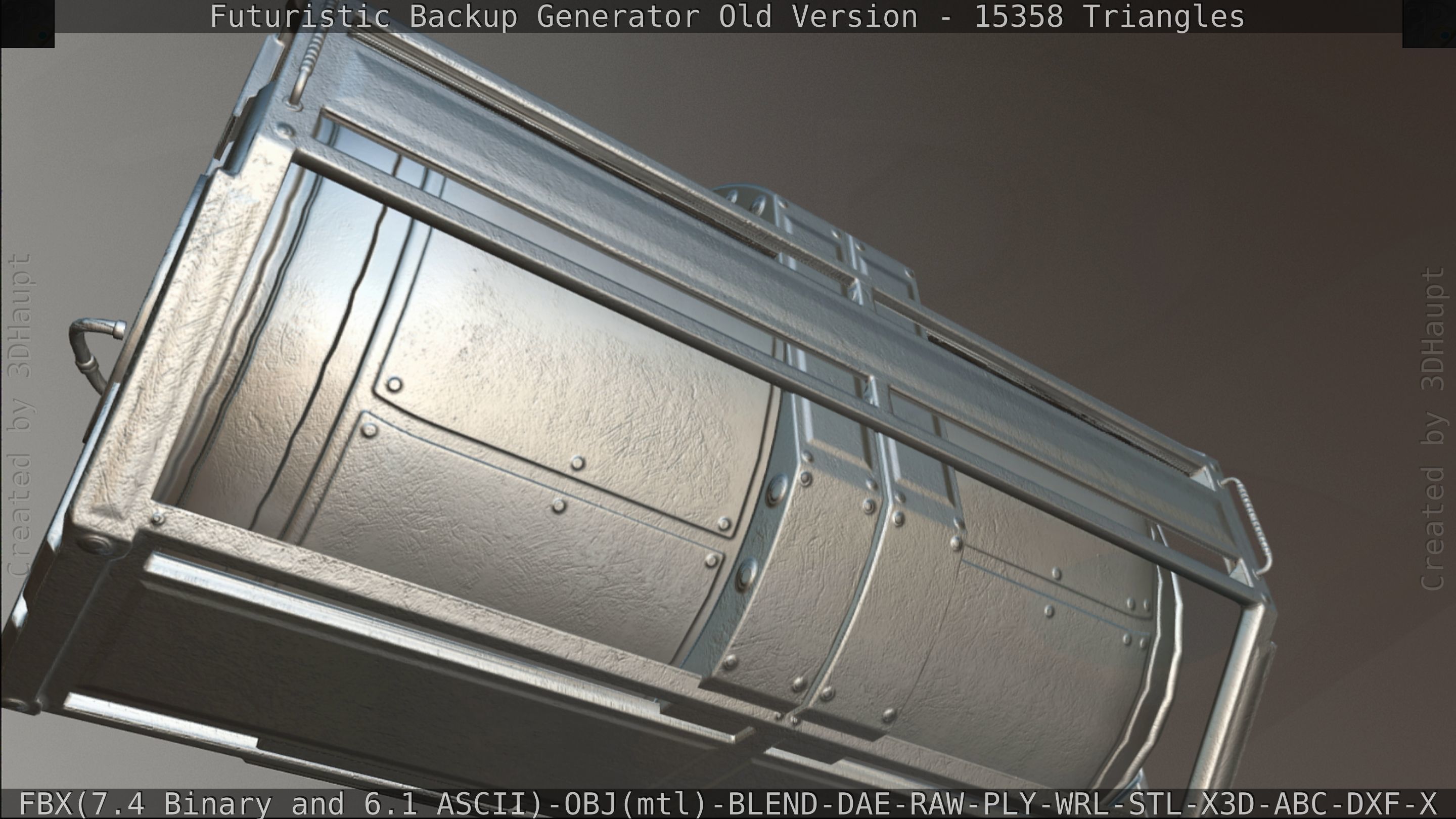 Futuristic Backup Generator Old And Dirty Version Low-poly 3D model_159