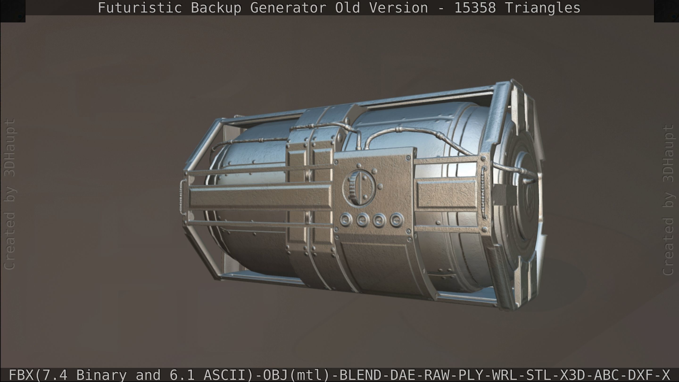 Futuristic Backup Generator Old And Dirty Version Low-poly 3D model_165
