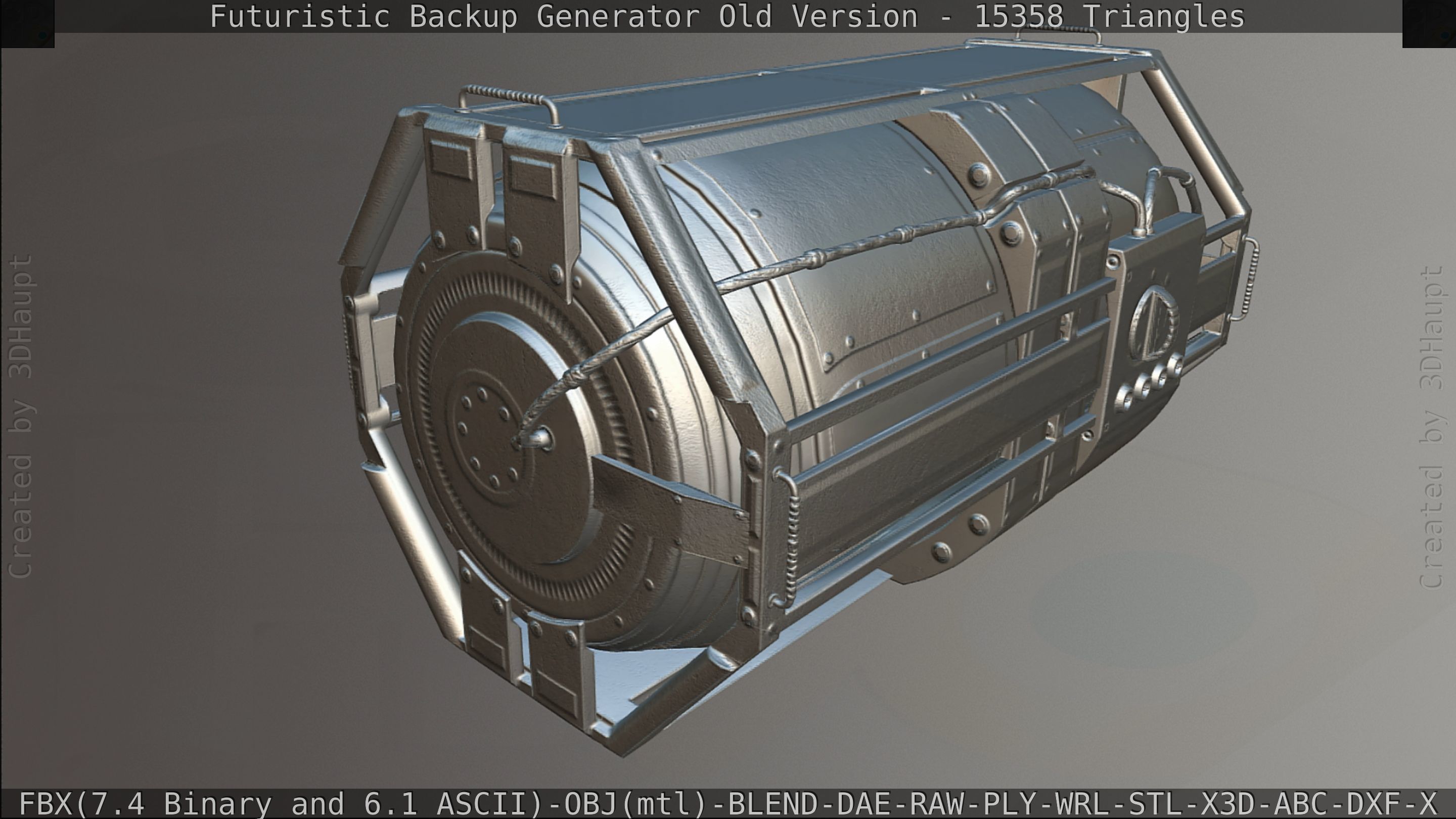 Futuristic Backup Generator Old And Dirty Version Low-poly 3D model_176