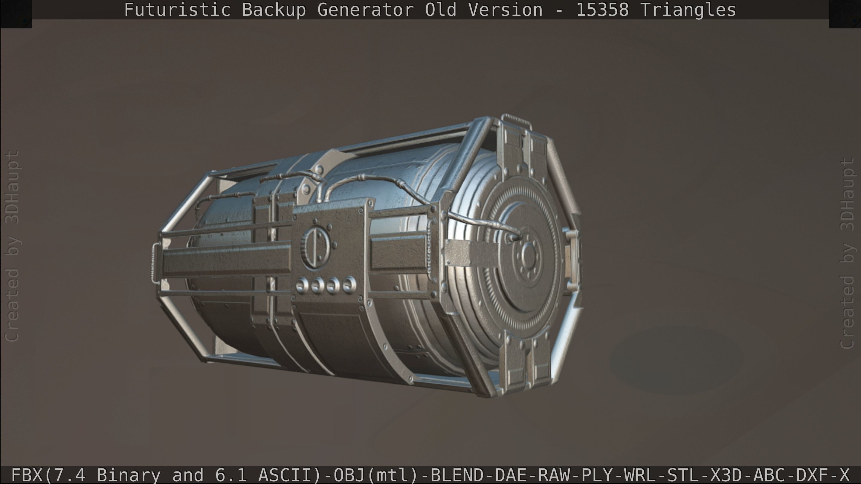 Futuristic Backup Generator Old And Dirty Version Low-poly 3D model_164