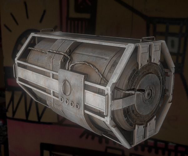 Futuristic Backup Generator Old And Dirty Version Low-poly 3D model