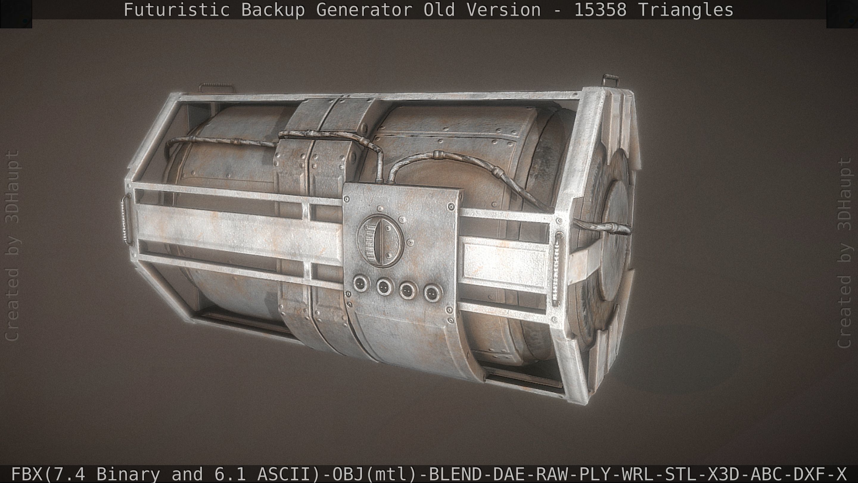 Futuristic Backup Generator Old And Dirty Version Low-poly 3D model_7