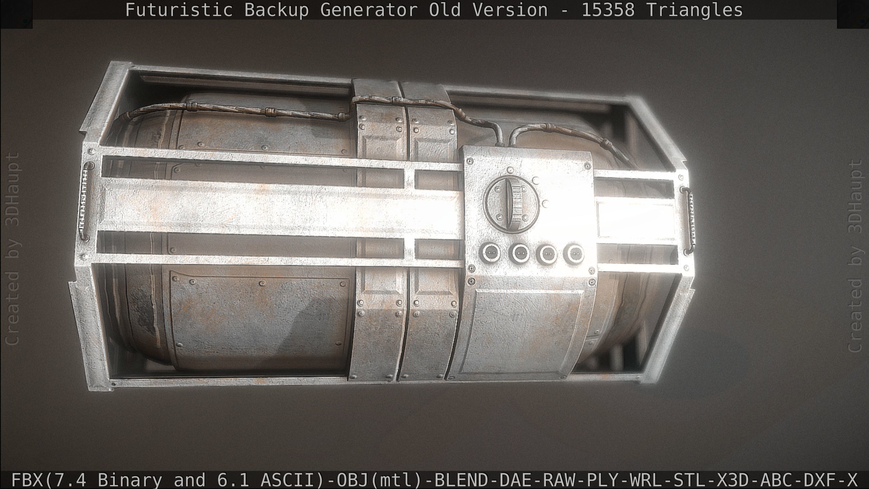 Futuristic Backup Generator Old And Dirty Version Low-poly 3D model_79