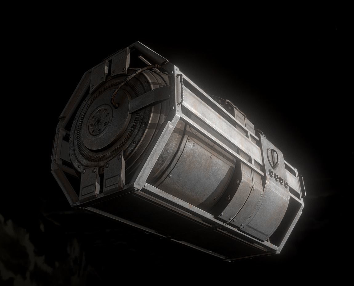 Futuristic Backup Generator Old And Dirty Version Low-poly 3D model_1