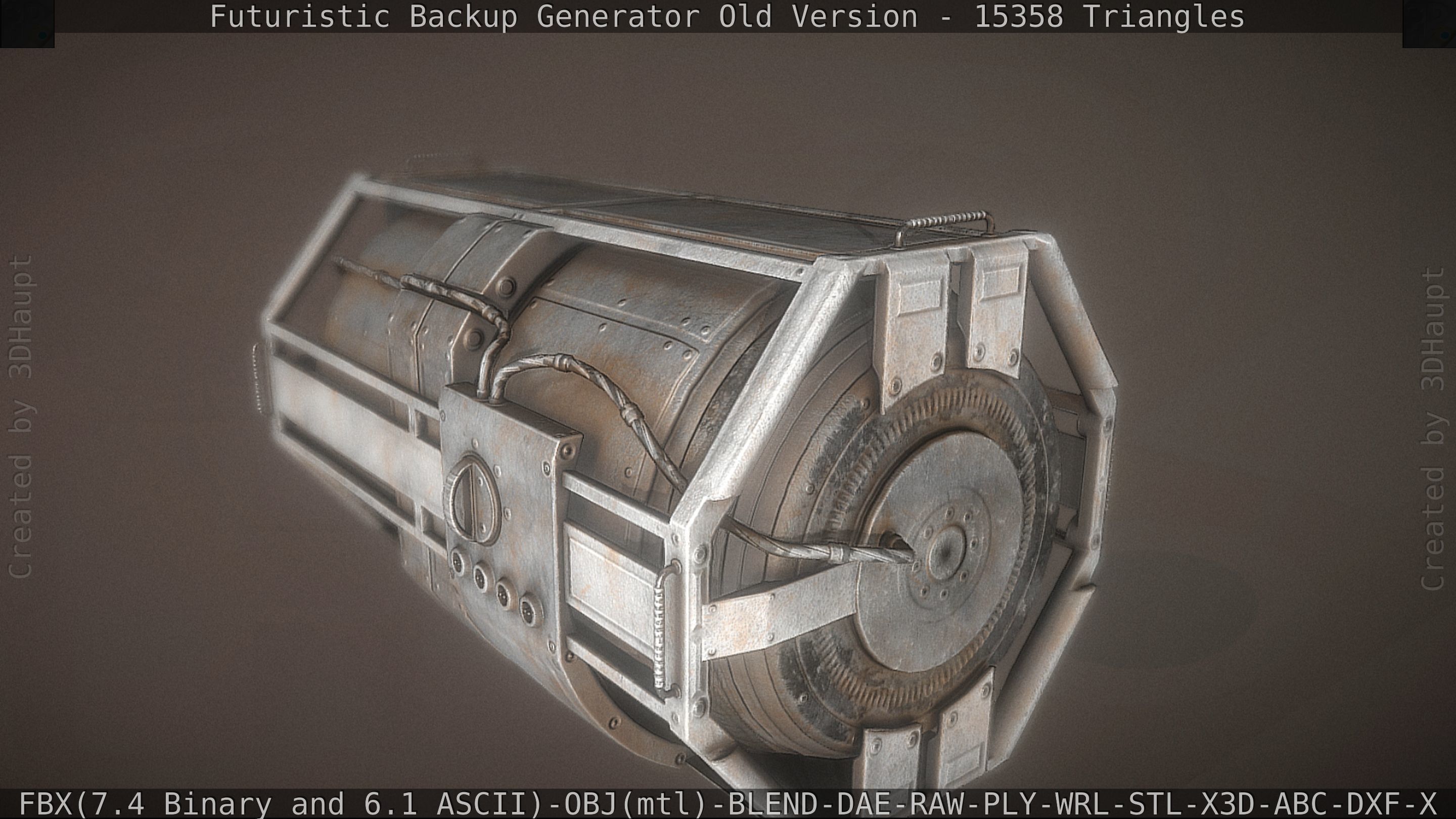 Futuristic Backup Generator Old And Dirty Version Low-poly 3D model_67