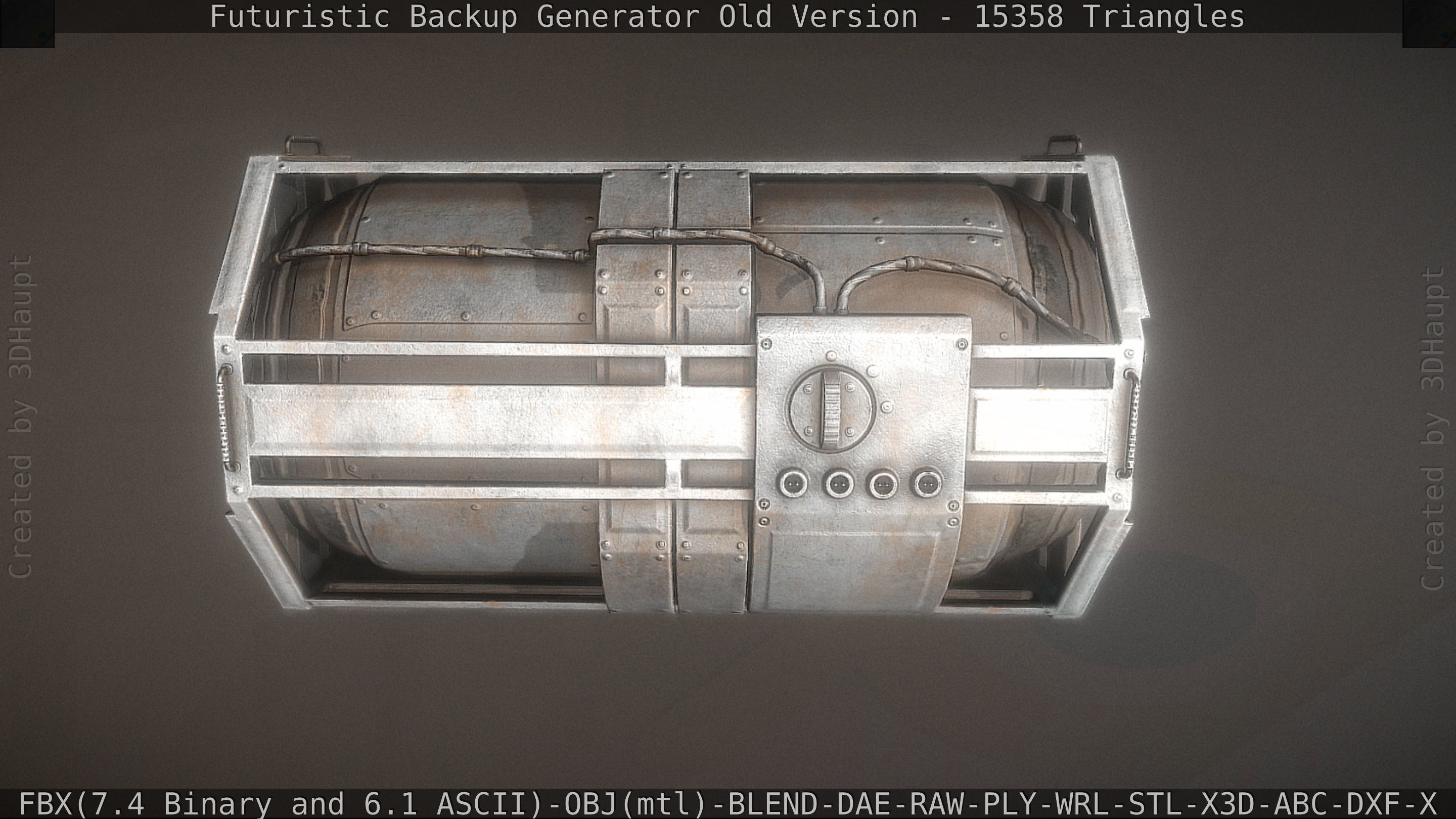 Futuristic Backup Generator Old And Dirty Version Low-poly 3D model_8