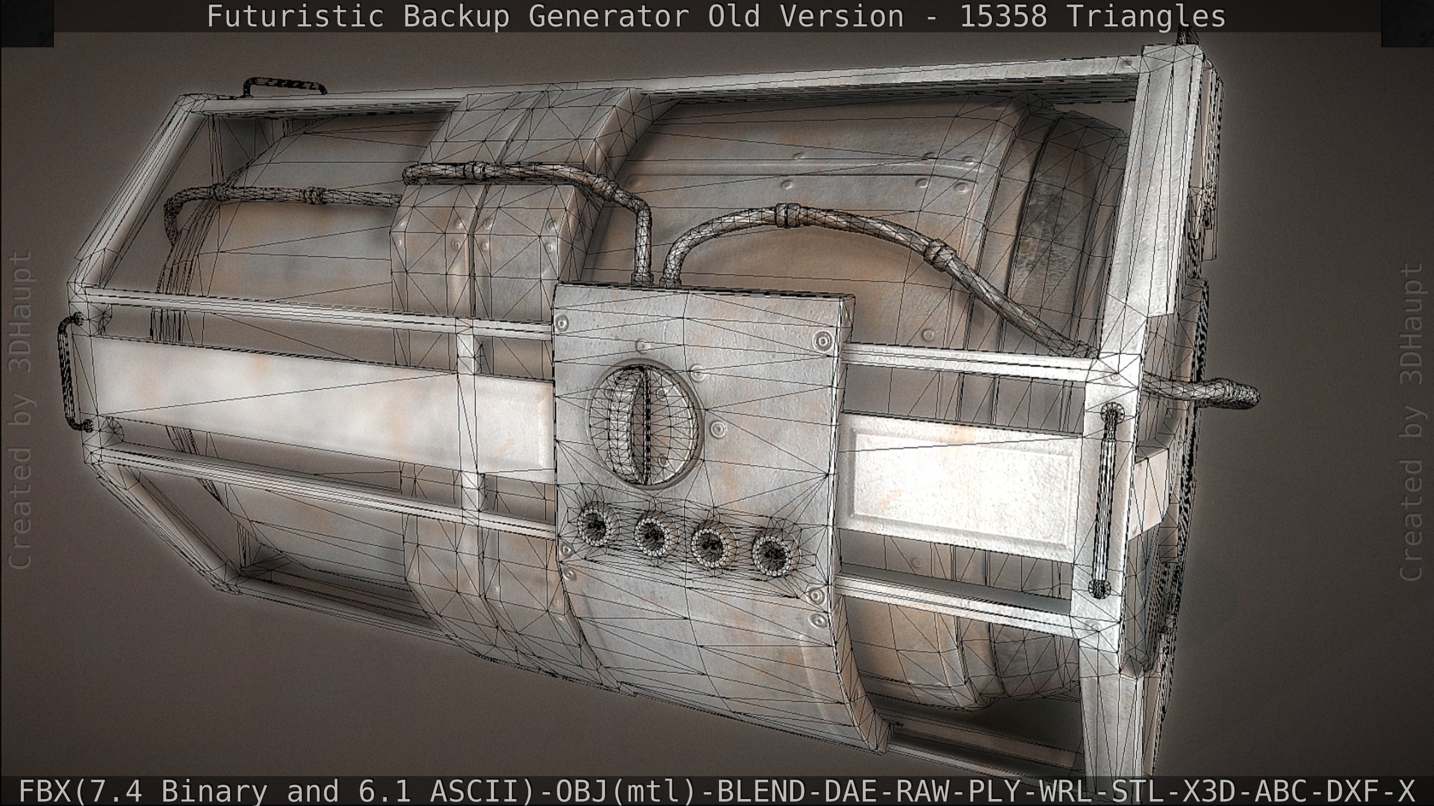 Futuristic Backup Generator Old And Dirty Version Low-poly 3D model_83