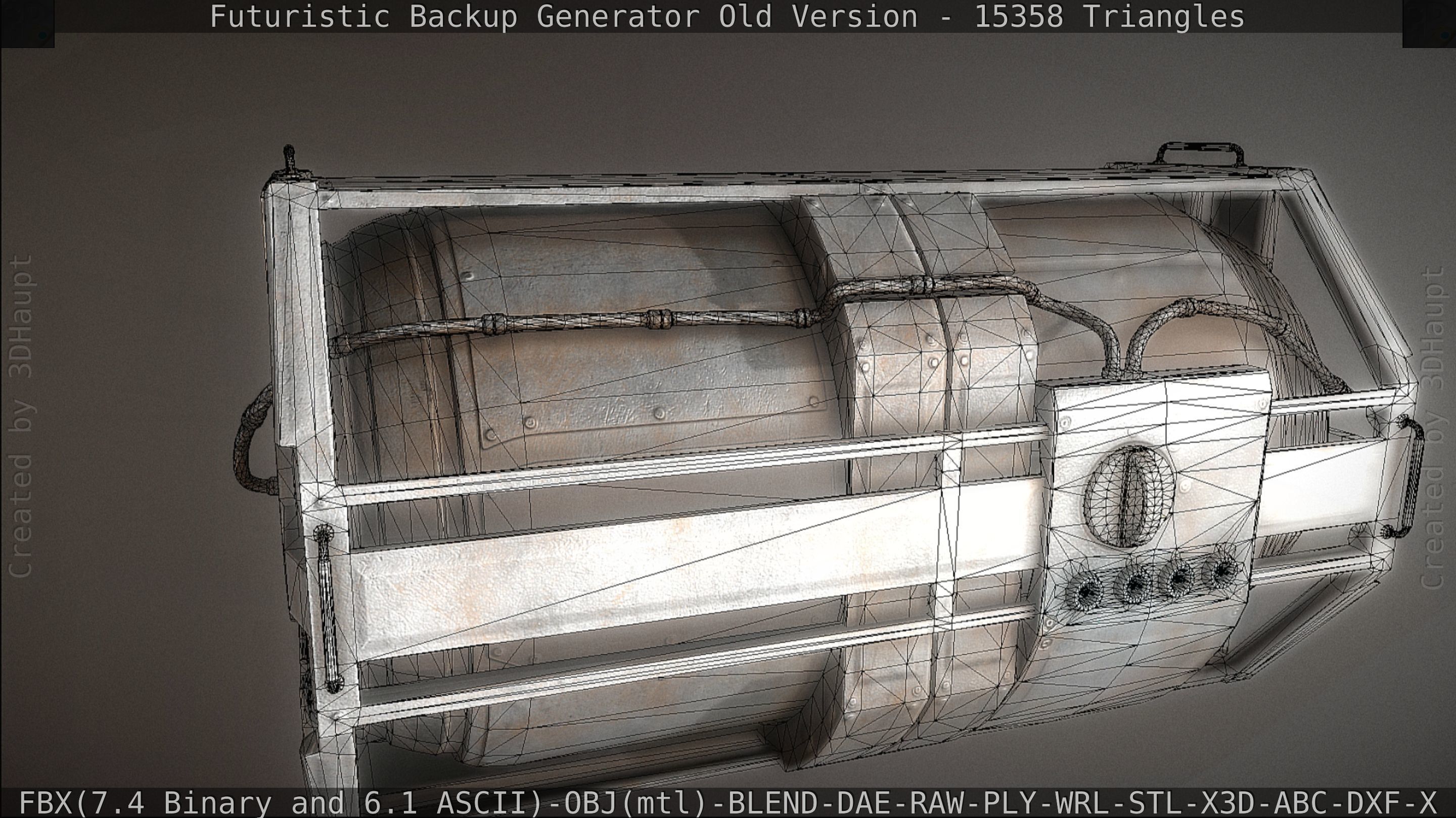 Futuristic Backup Generator Old And Dirty Version Low-poly 3D model_104