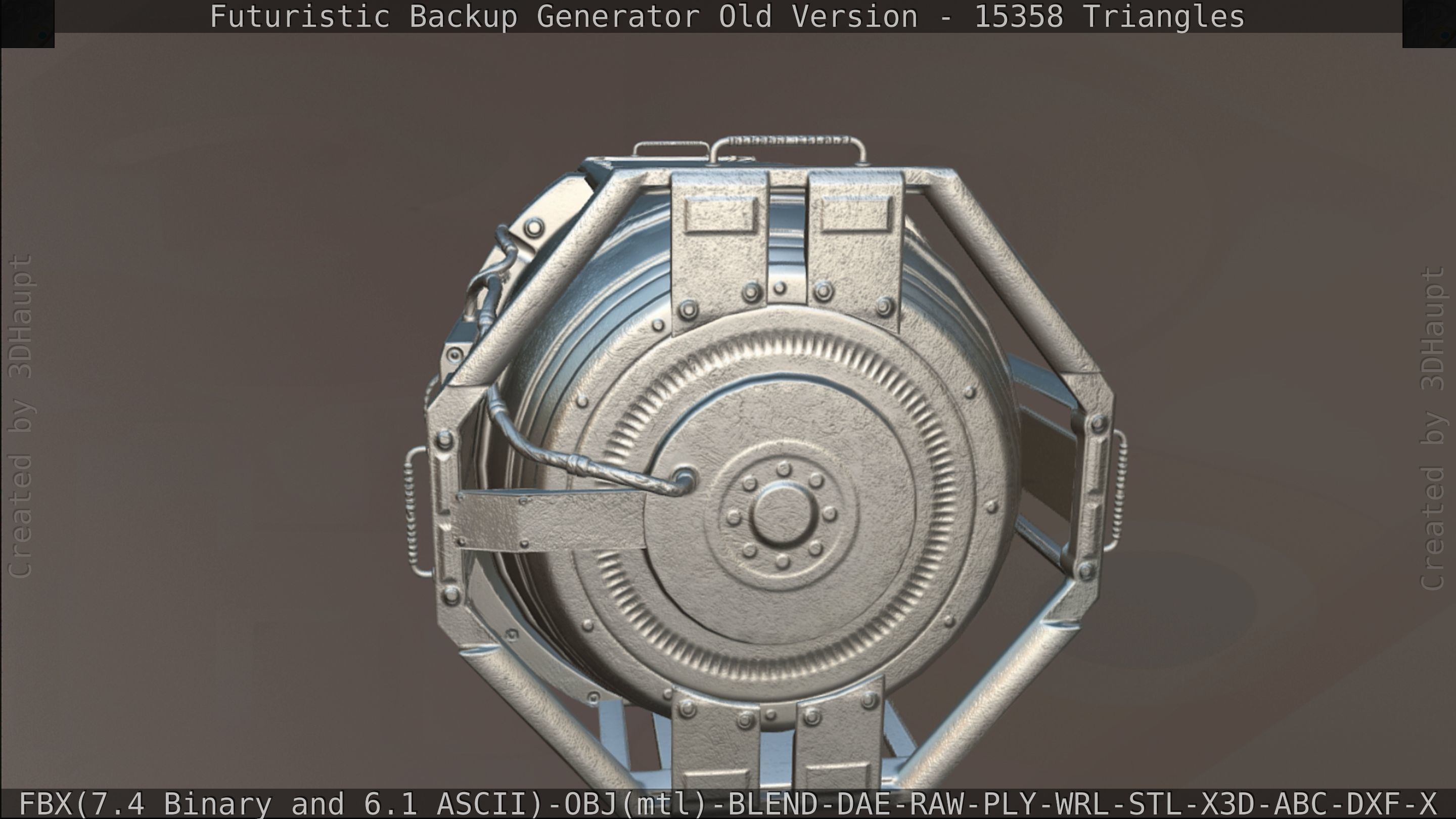 Futuristic Backup Generator Old And Dirty Version Low-poly 3D model_146