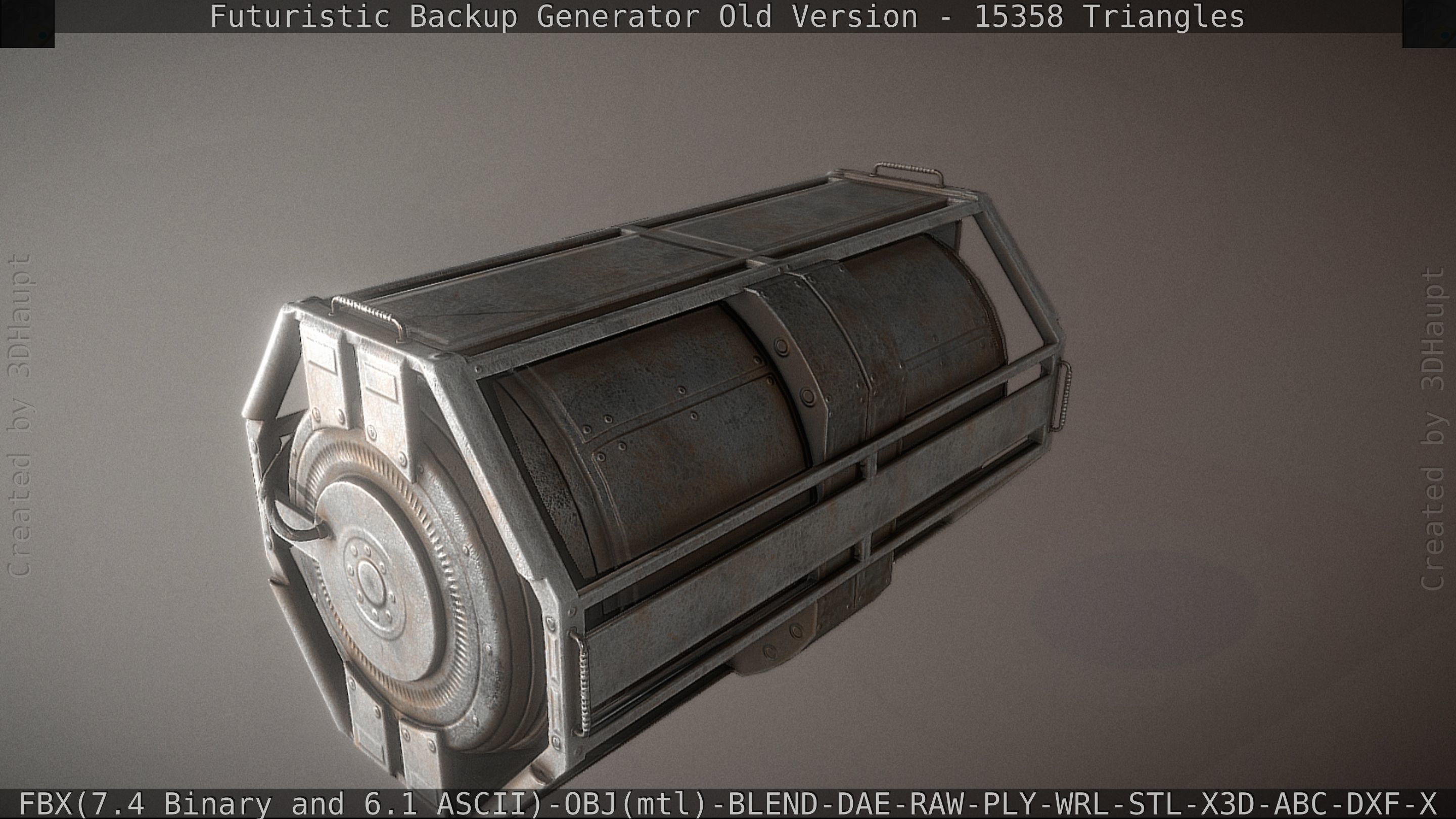 Futuristic Backup Generator Old And Dirty Version Low-poly 3D model_38