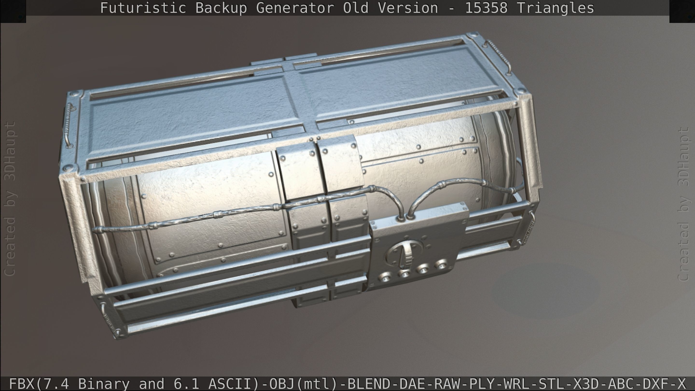 Futuristic Backup Generator Old And Dirty Version Low-poly 3D model_154