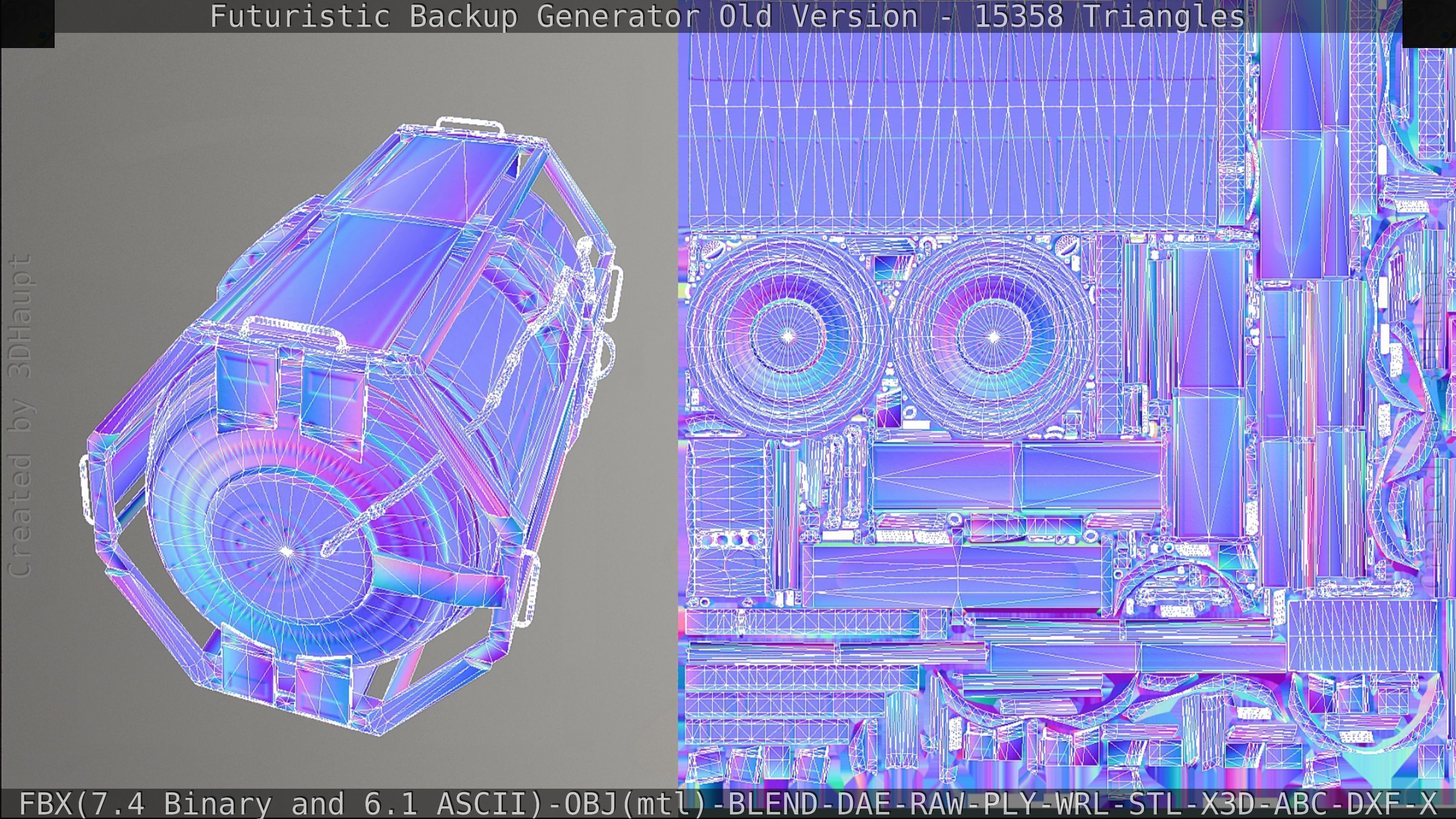Futuristic Backup Generator Old And Dirty Version Low-poly 3D model_124