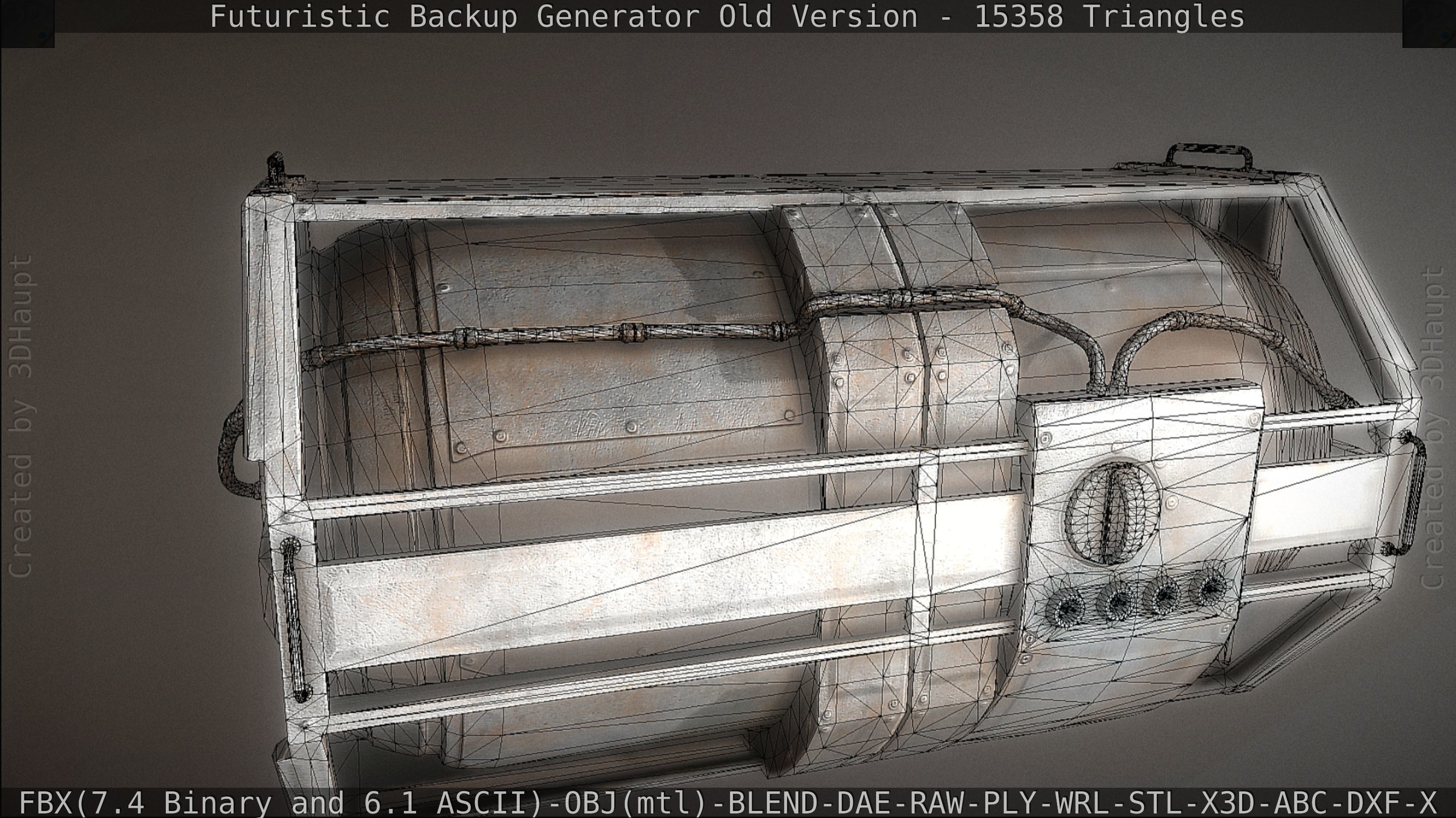 Futuristic Backup Generator Old And Dirty Version Low-poly 3D model_105