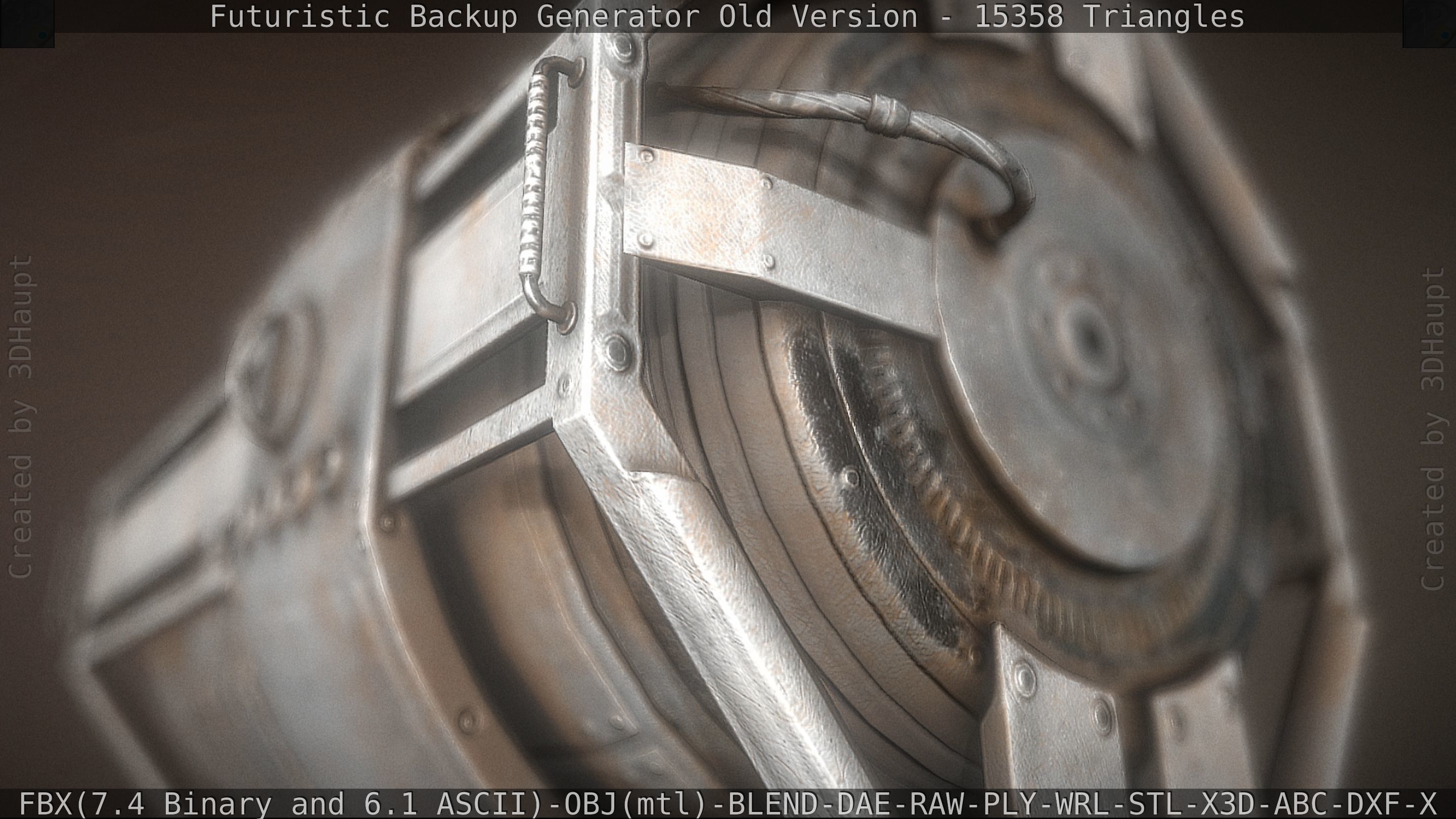 Futuristic Backup Generator Old And Dirty Version Low-poly 3D model_37