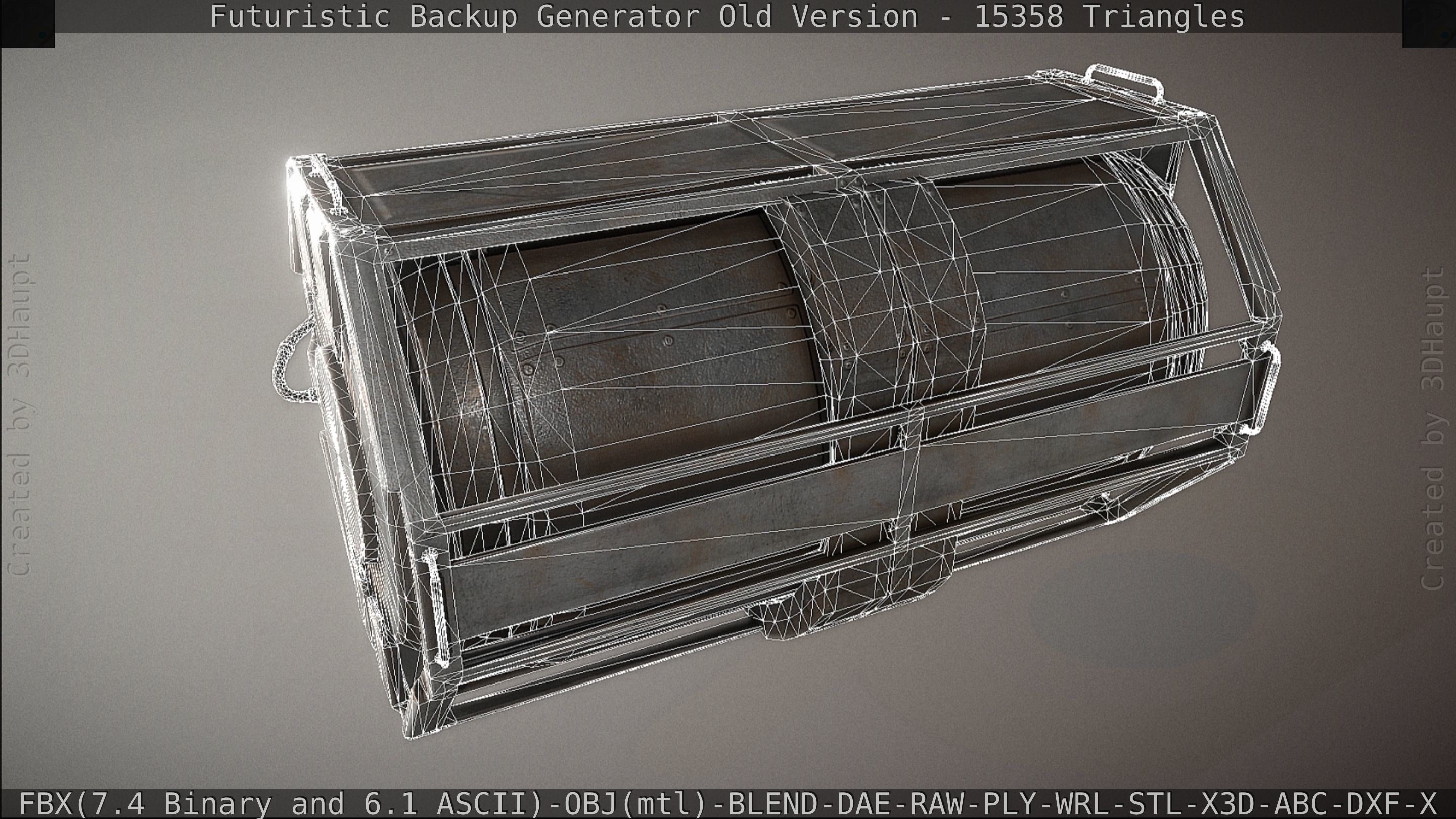 Futuristic Backup Generator Old And Dirty Version Low-poly 3D model_115