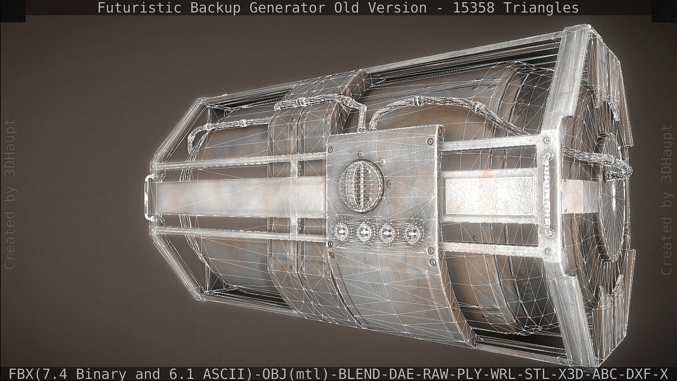 Futuristic Backup Generator Old And Dirty Version Low-poly 3D model_120
