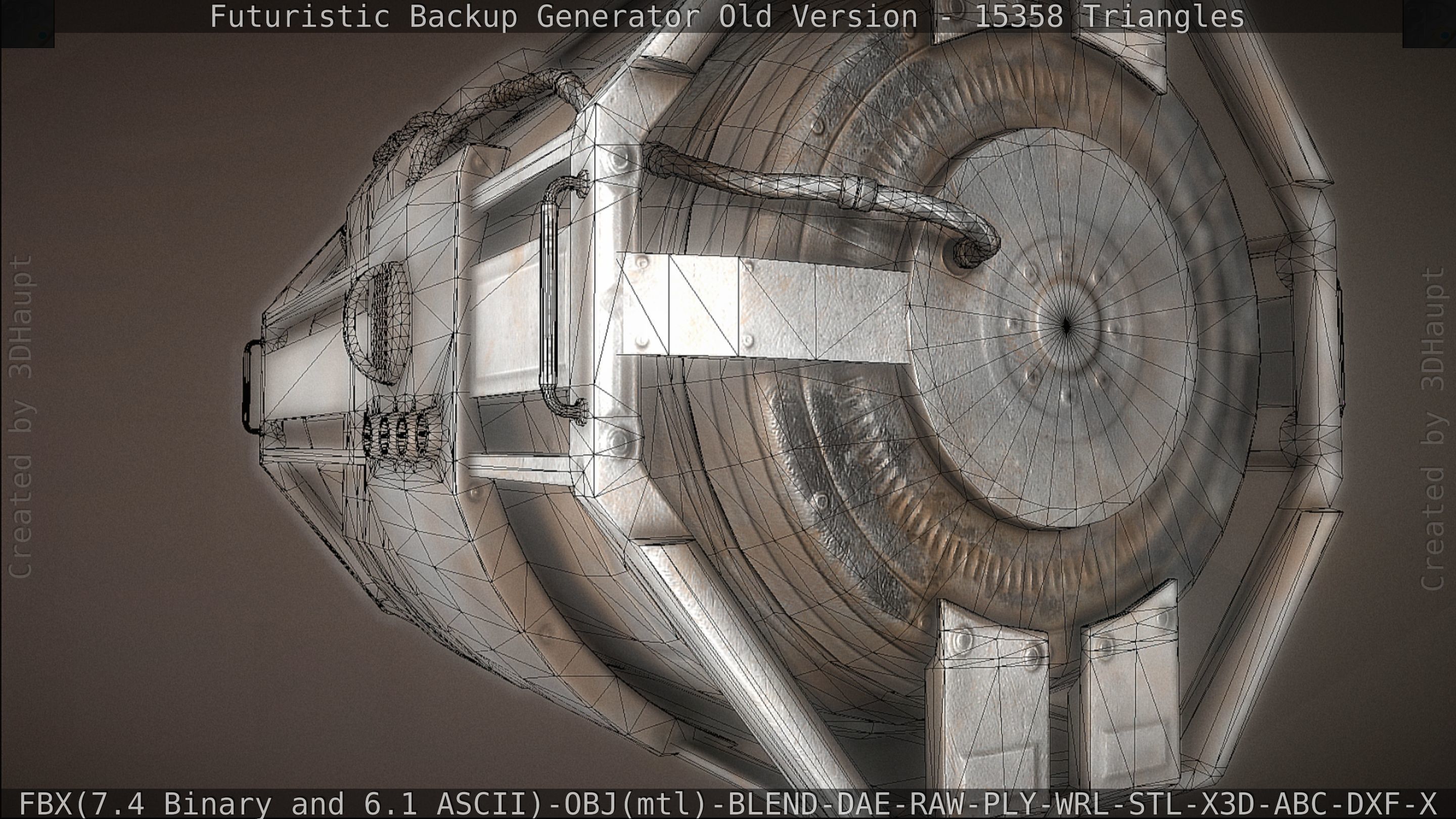Futuristic Backup Generator Old And Dirty Version Low-poly 3D model_86