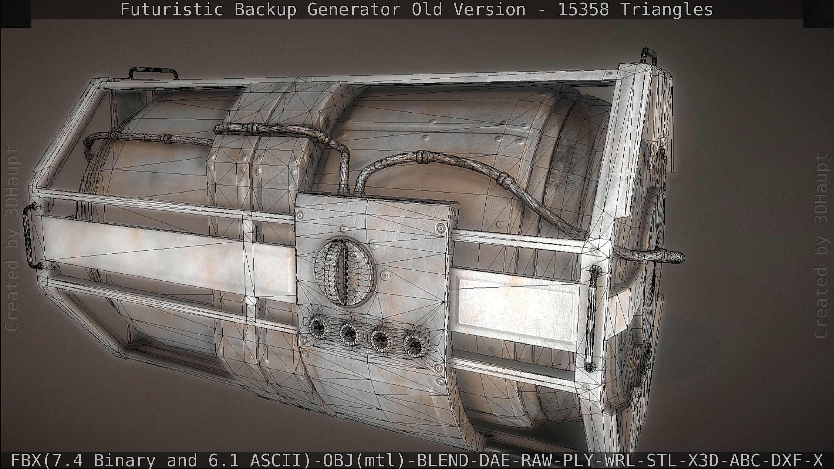 Futuristic Backup Generator Old And Dirty Version Low-poly 3D model_82