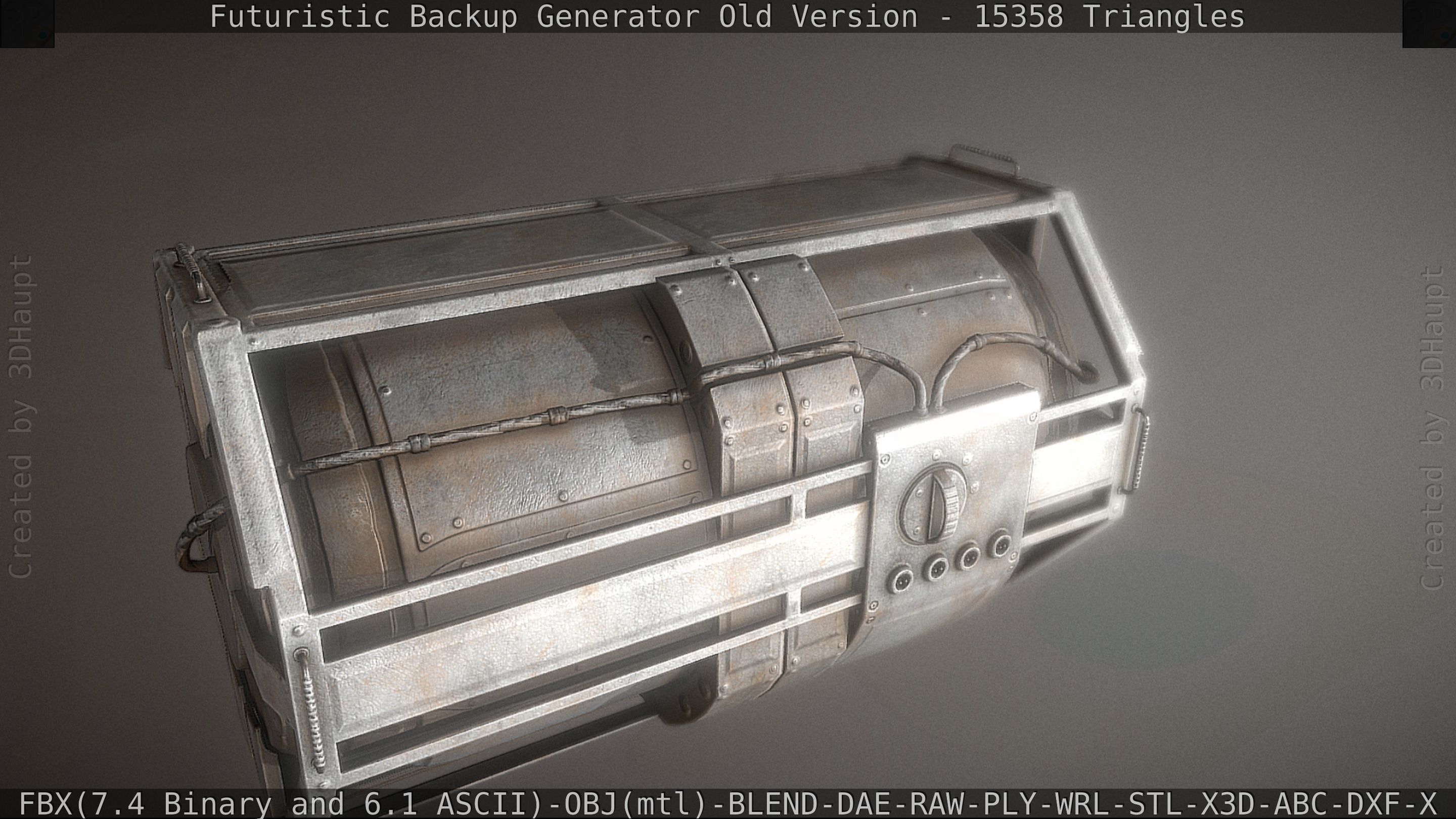 Futuristic Backup Generator Old And Dirty Version Low-poly 3D model_93