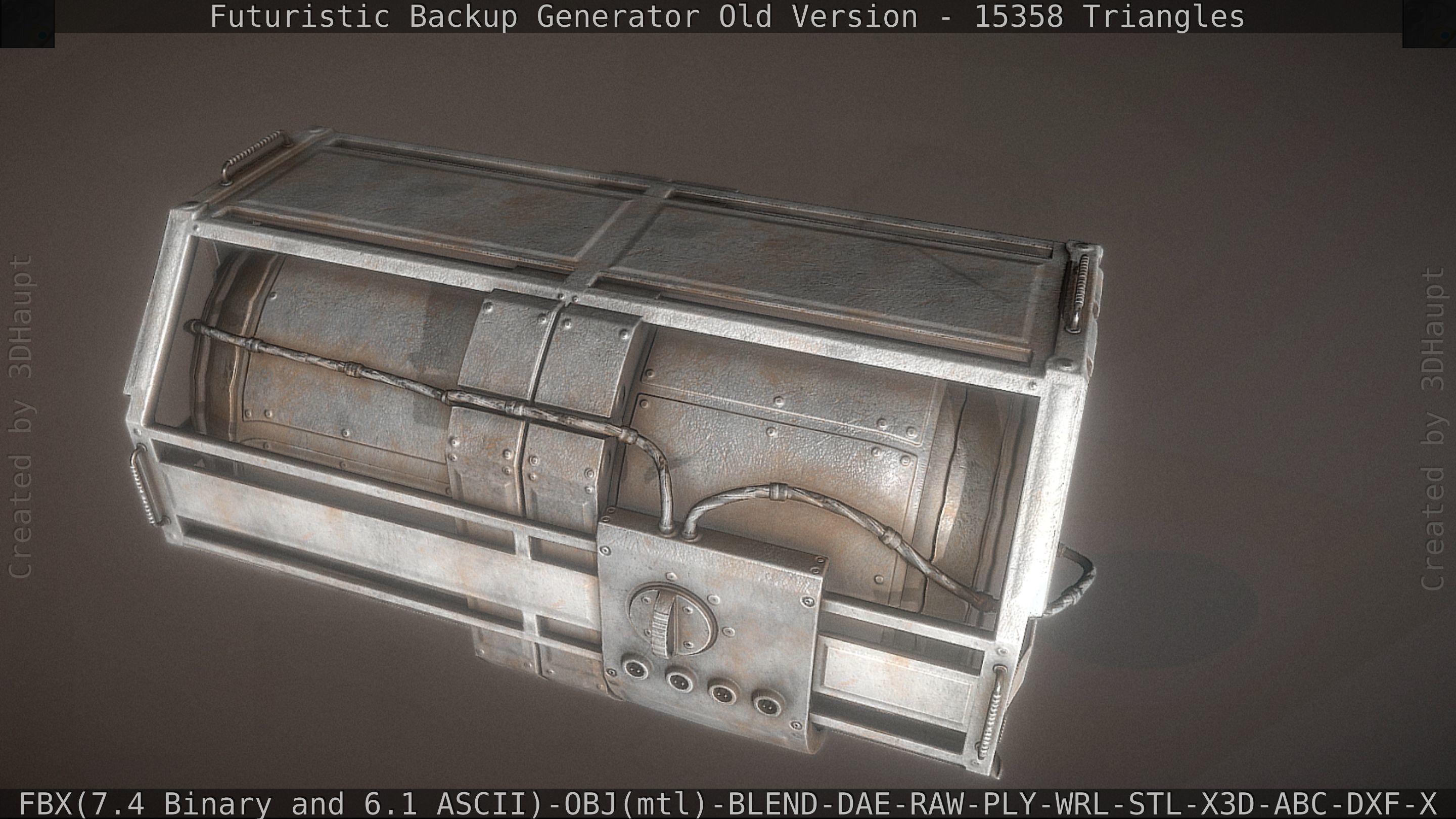 Futuristic Backup Generator Old And Dirty Version Low-poly 3D model_66