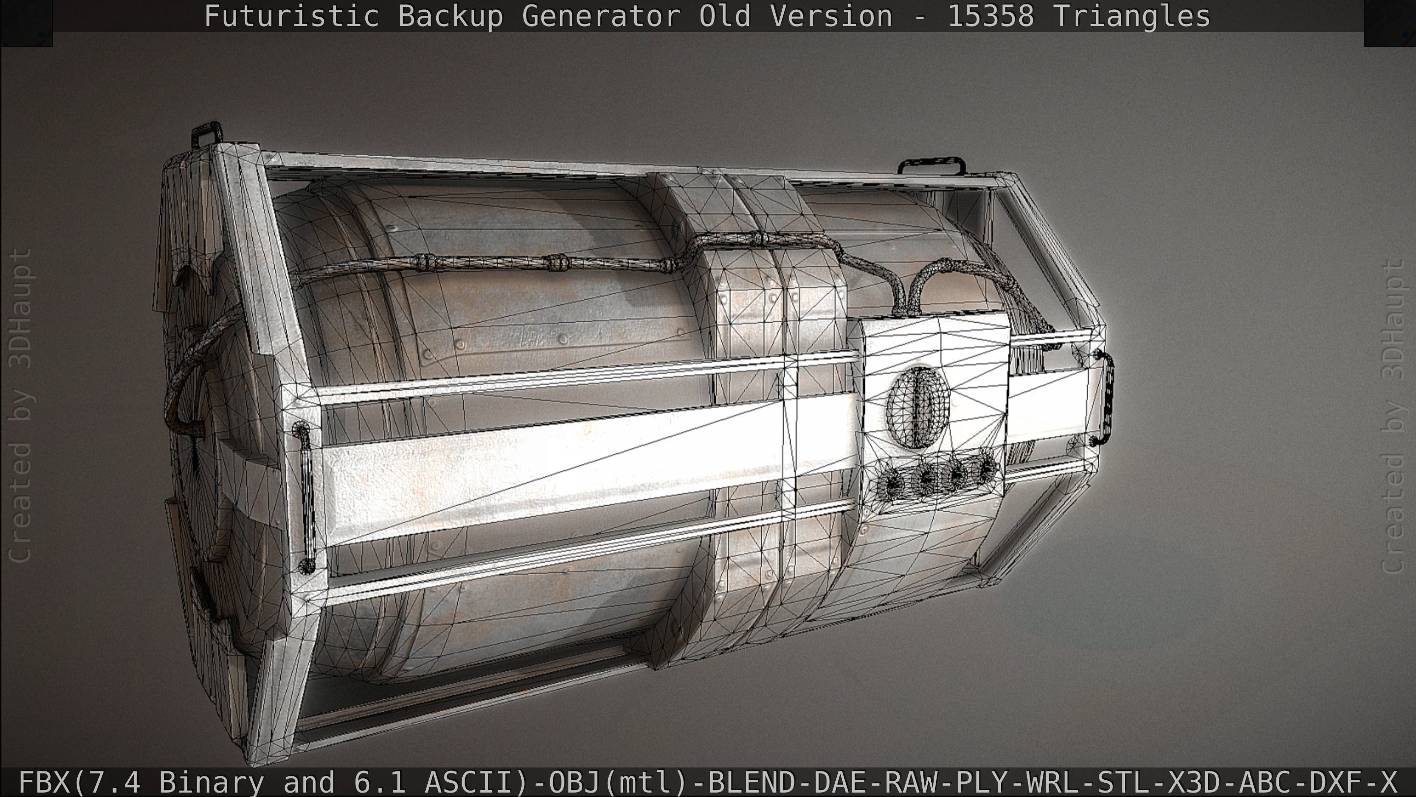 Futuristic Backup Generator Old And Dirty Version Low-poly 3D model_80