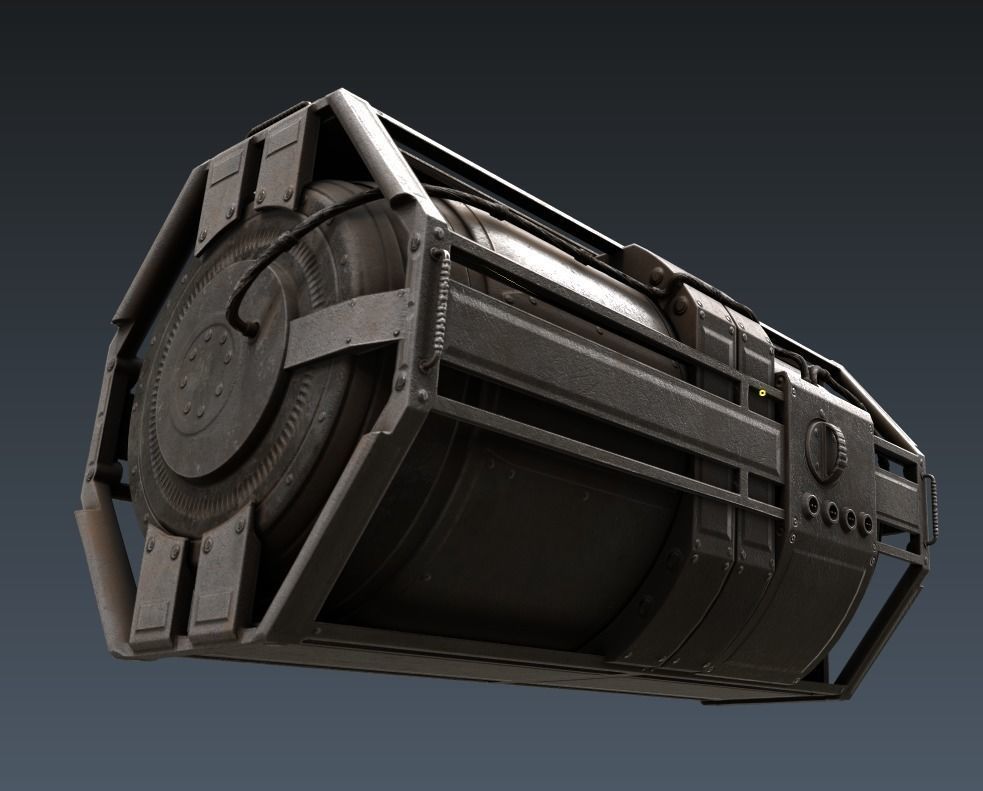 Futuristic Backup Generator Old And Dirty Version Low-poly 3D model_5