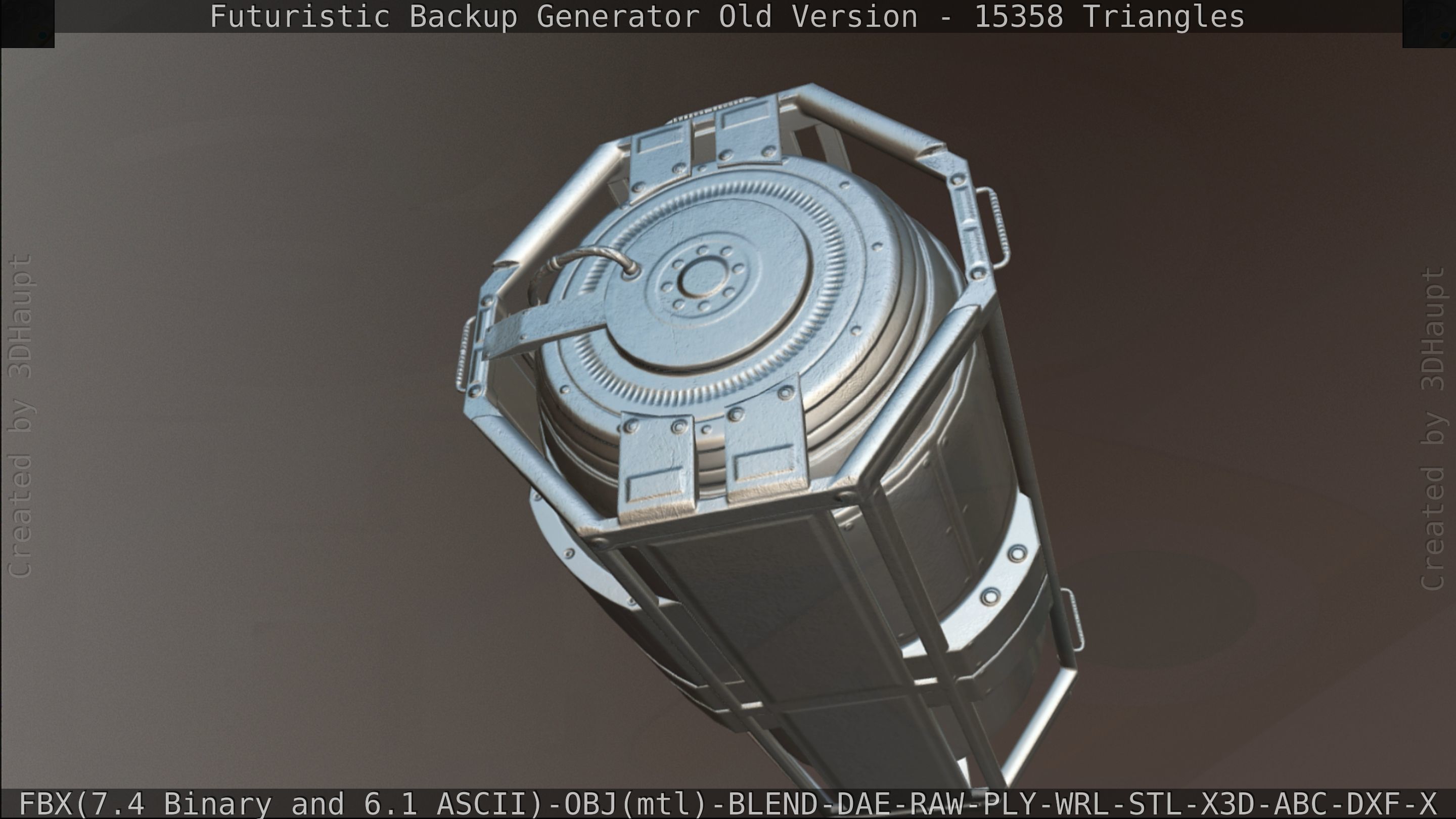 Futuristic Backup Generator Old And Dirty Version Low-poly 3D model_162