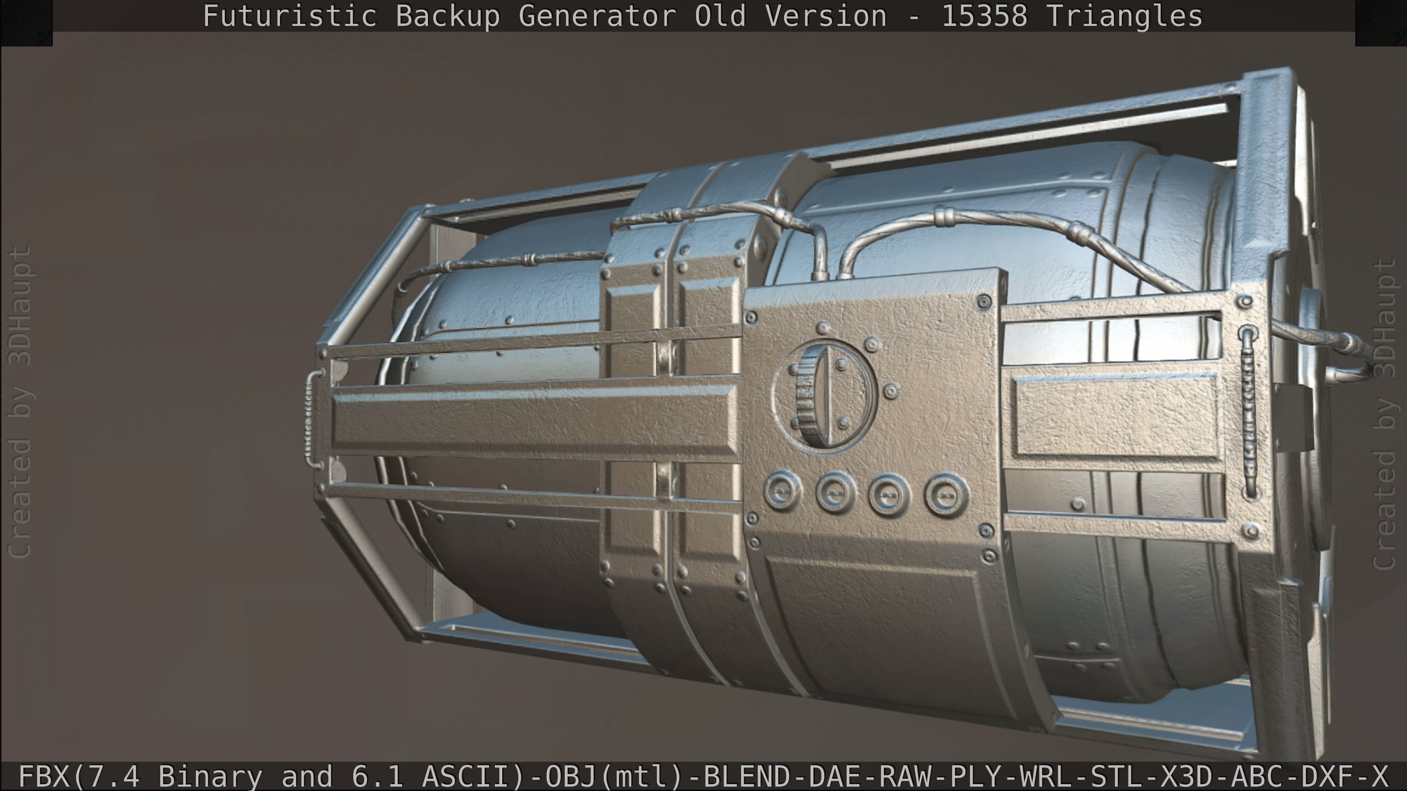 Futuristic Backup Generator Old And Dirty Version Low-poly 3D model_166