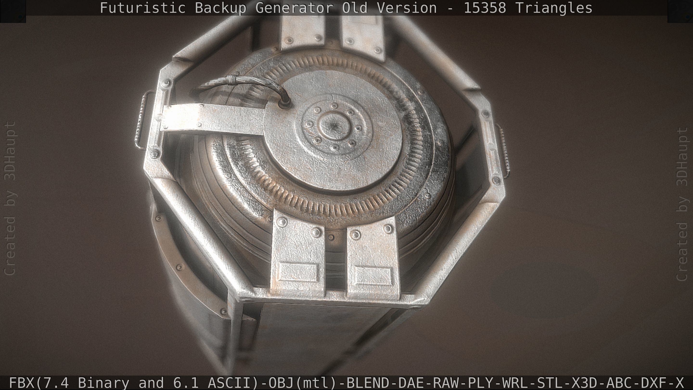 Futuristic Backup Generator Old And Dirty Version Low-poly 3D model_26