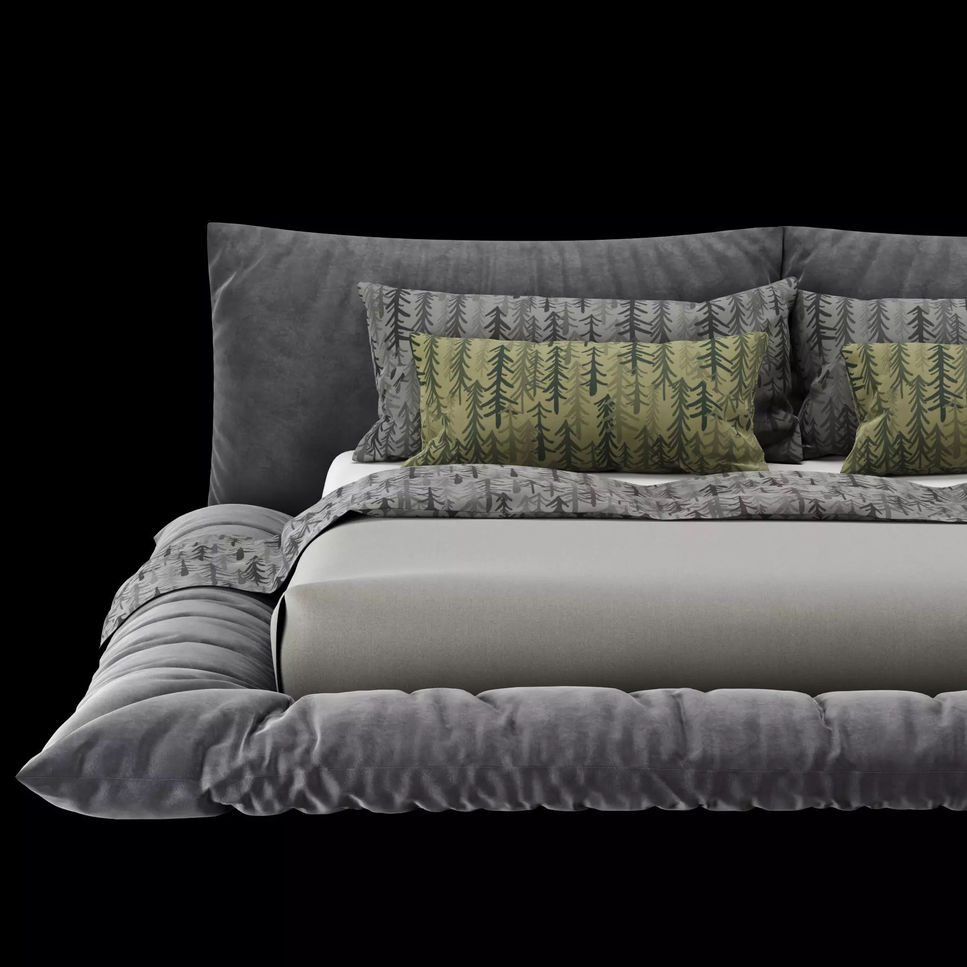 Bed with pillows and blanket 029 3D model_5