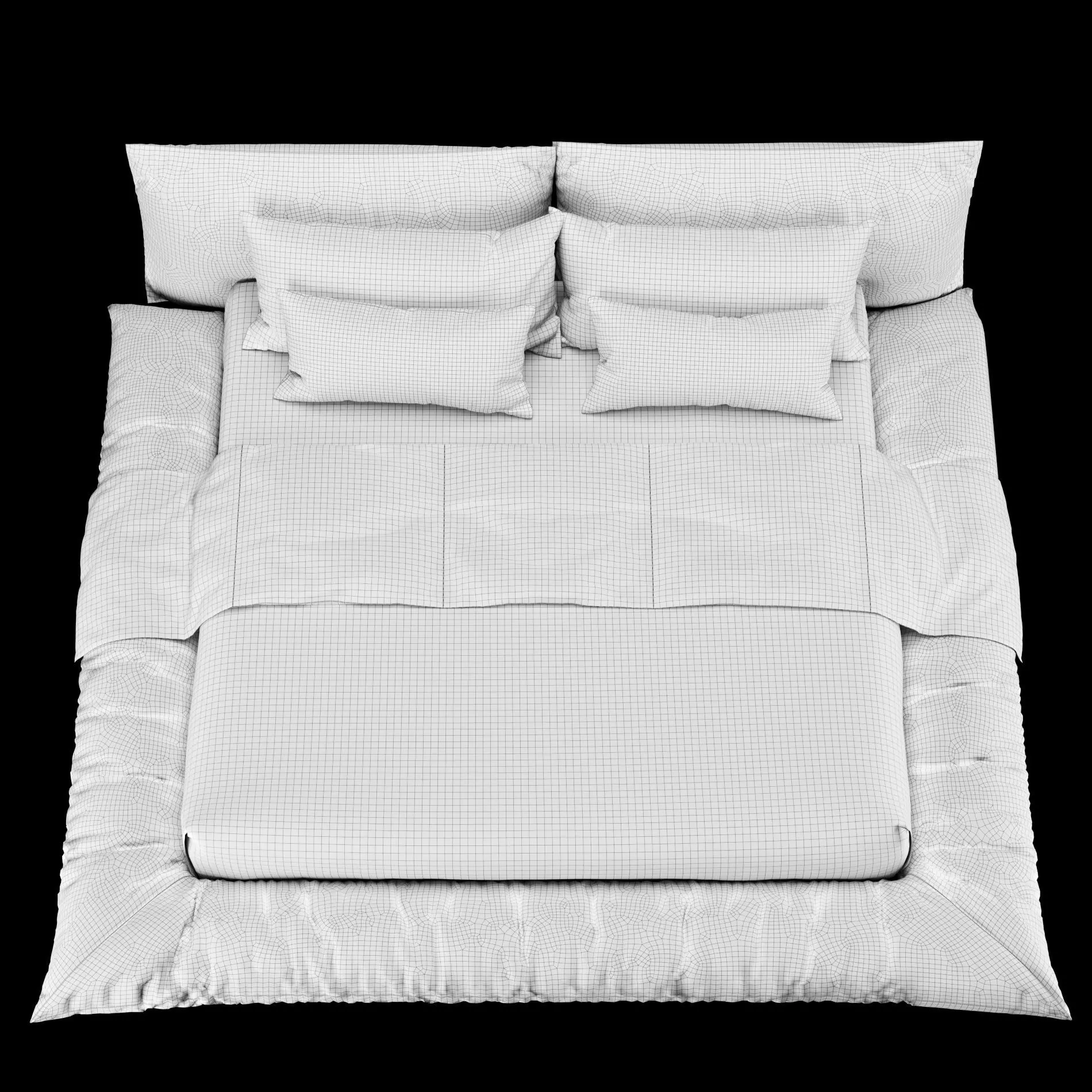 Bed with pillows and blanket 029 3D model_10