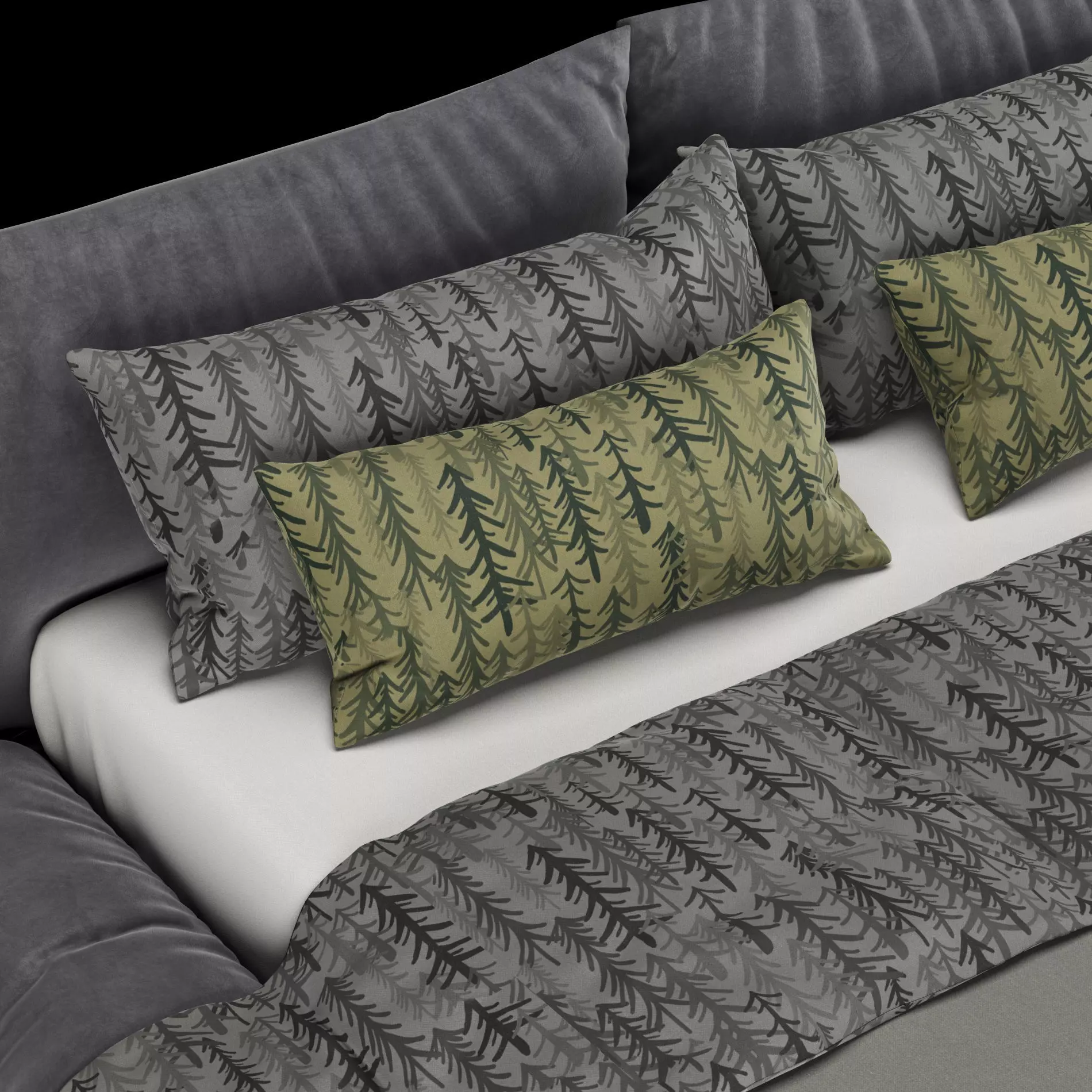 Bed with pillows and blanket 029 3D model_7