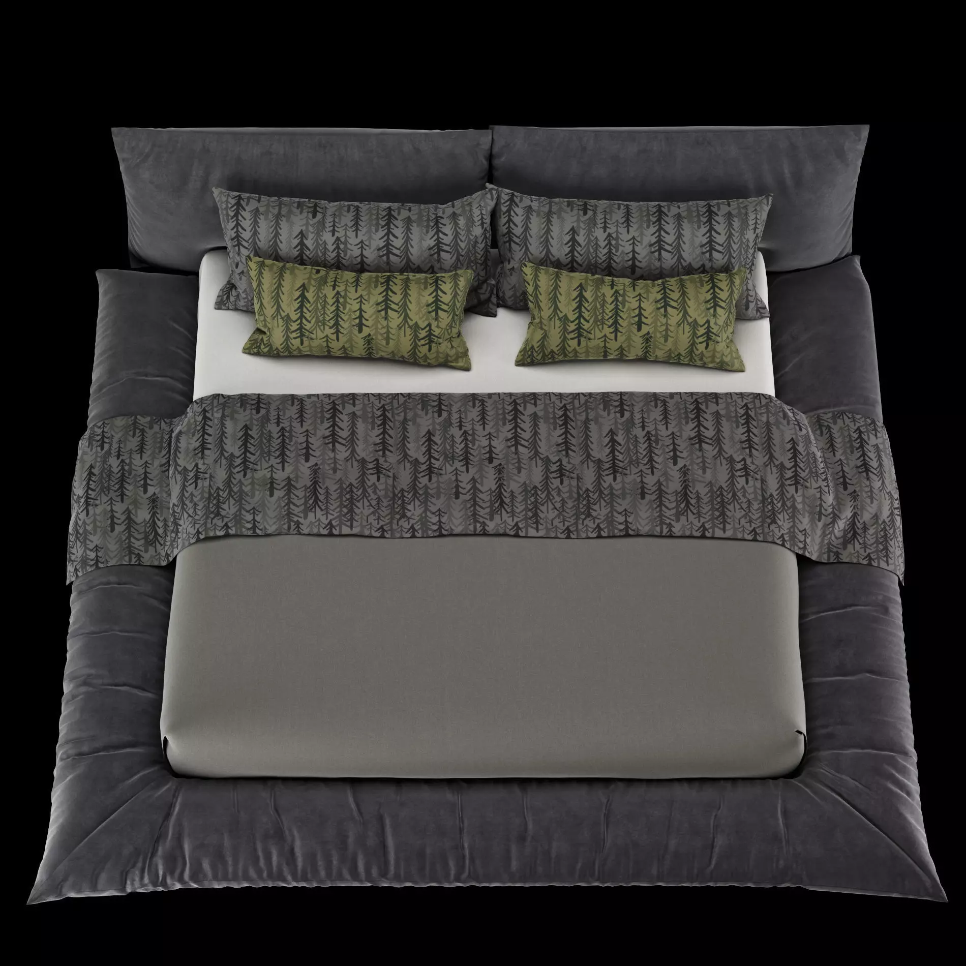 Bed with pillows and blanket 029 3D model_9